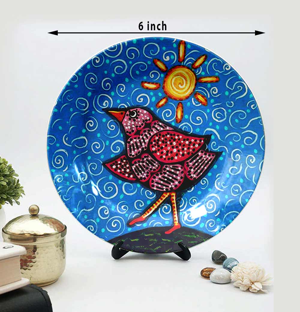 Traditional Art Decorative Ceramic Designer Plates with Stand for Home & Office, Wall Art - IM2148