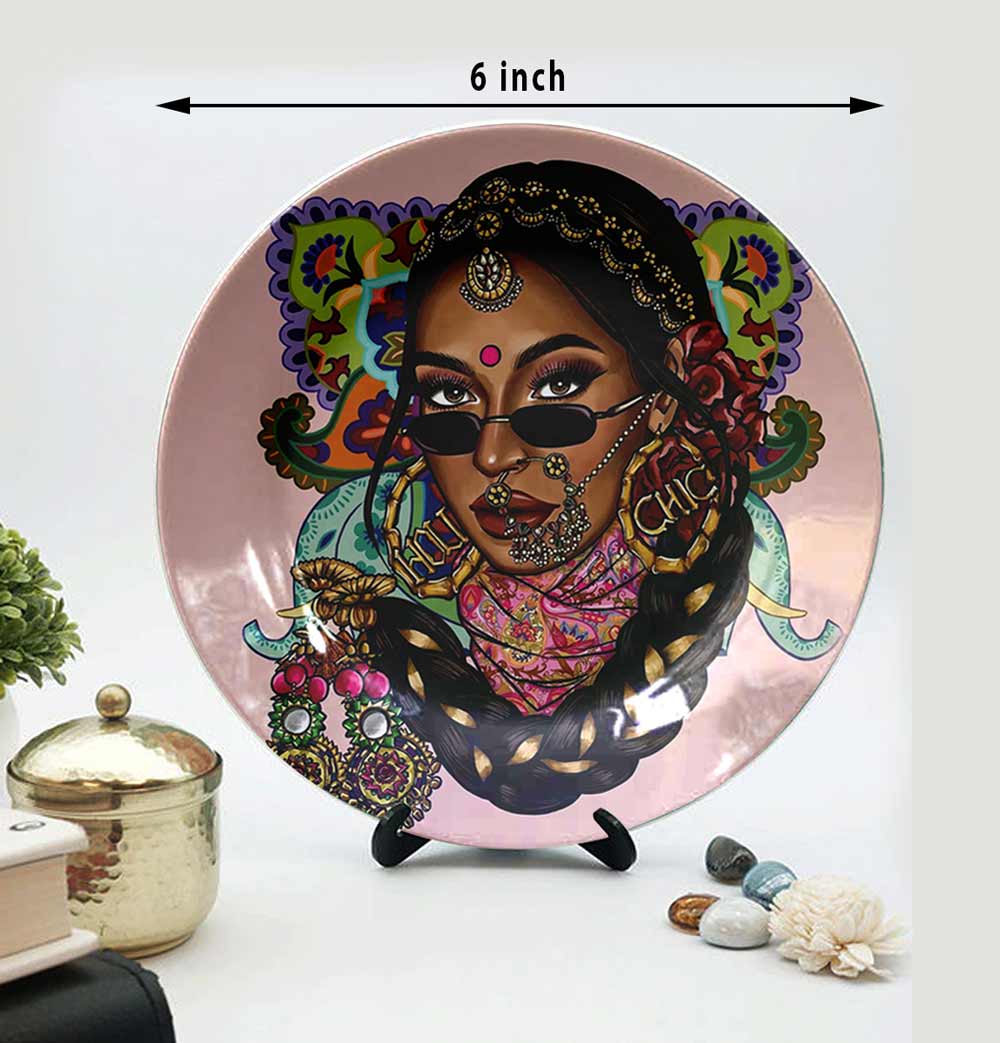 Traditional Art Decorative Ceramic Designer Plates with Stand for Home & Office, Wall Art - IM2151