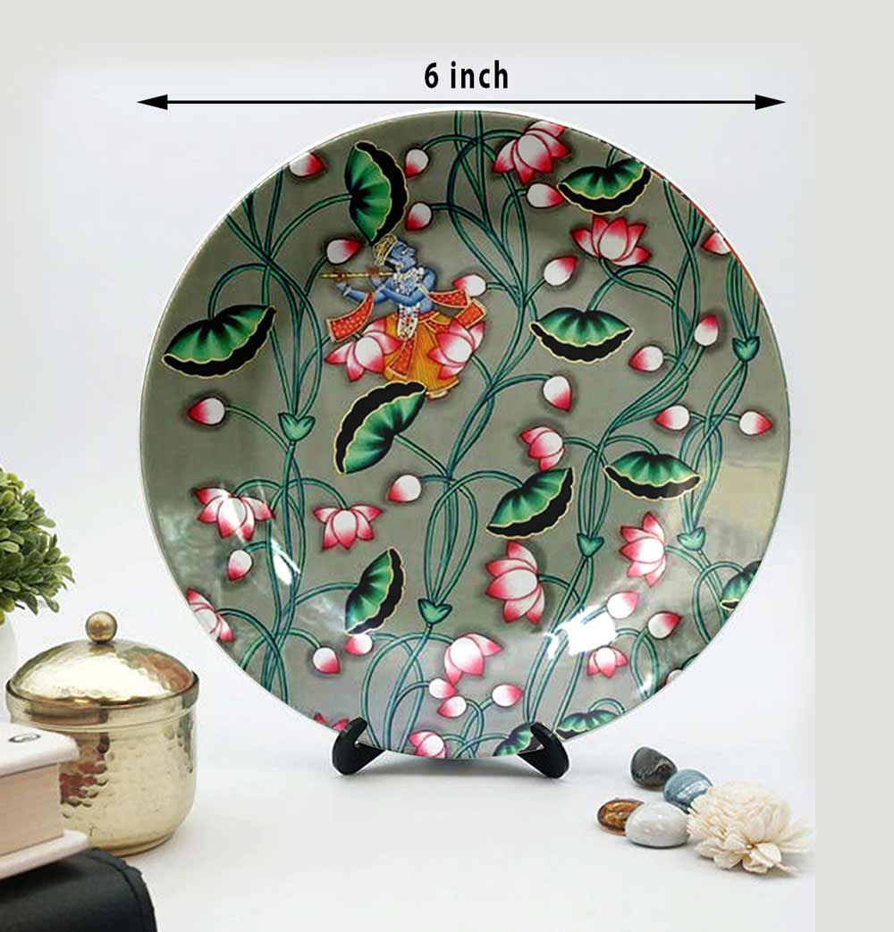 Traditional Art Decorative Ceramic Designer Plates with Stand for Home & Office, Wall Art - IM2156
