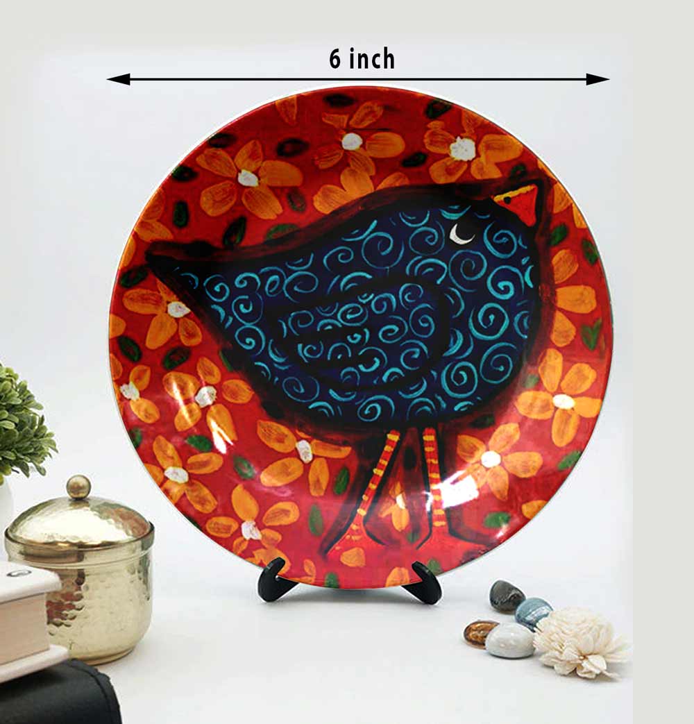 Traditional Art Decorative Ceramic Designer Plates with Stand for Home & Office, Wall Art - IM2159