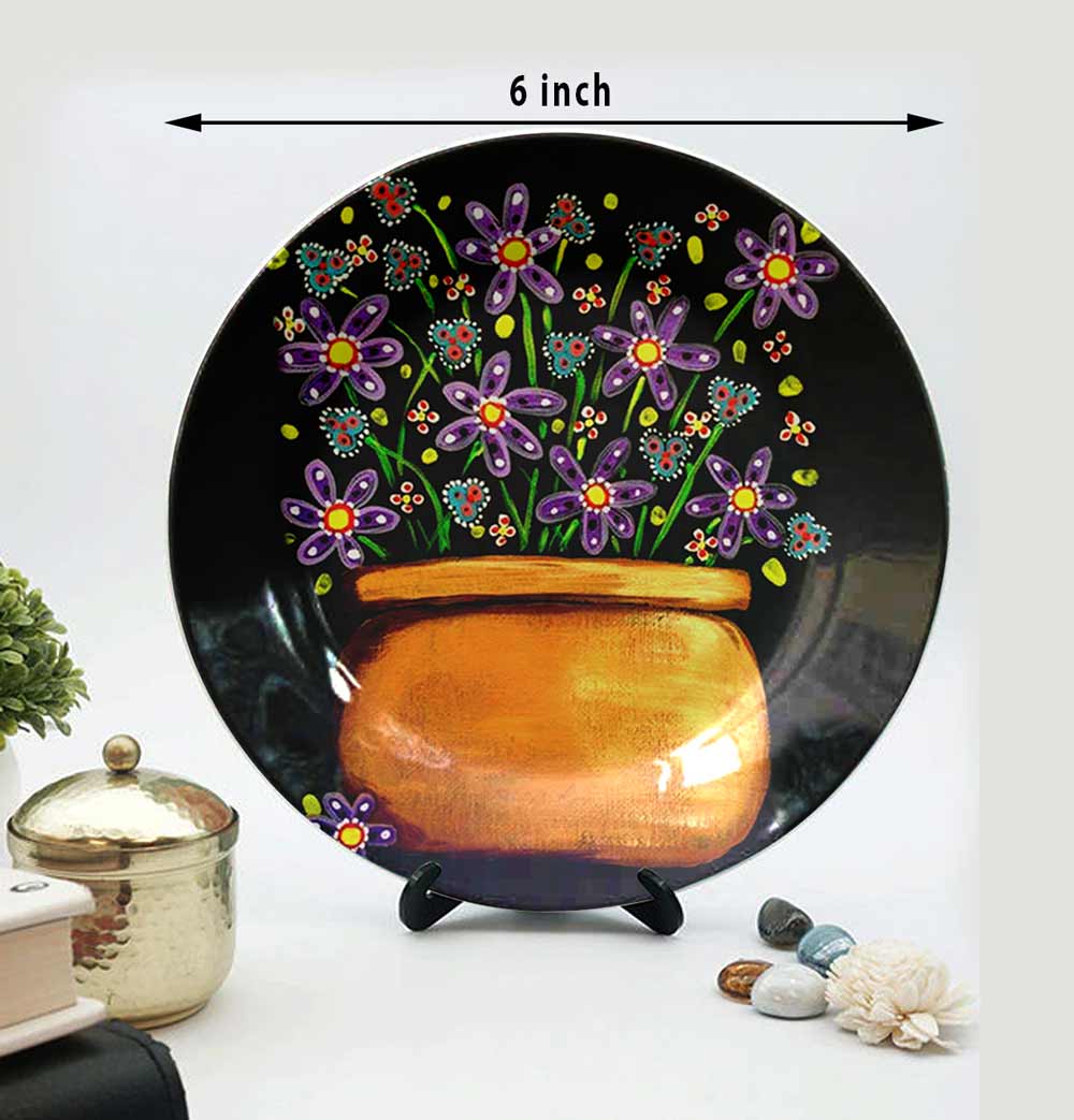 Traditional Art Decorative Ceramic Designer Plates with Stand for Home & Office, Wall Art - IM2162