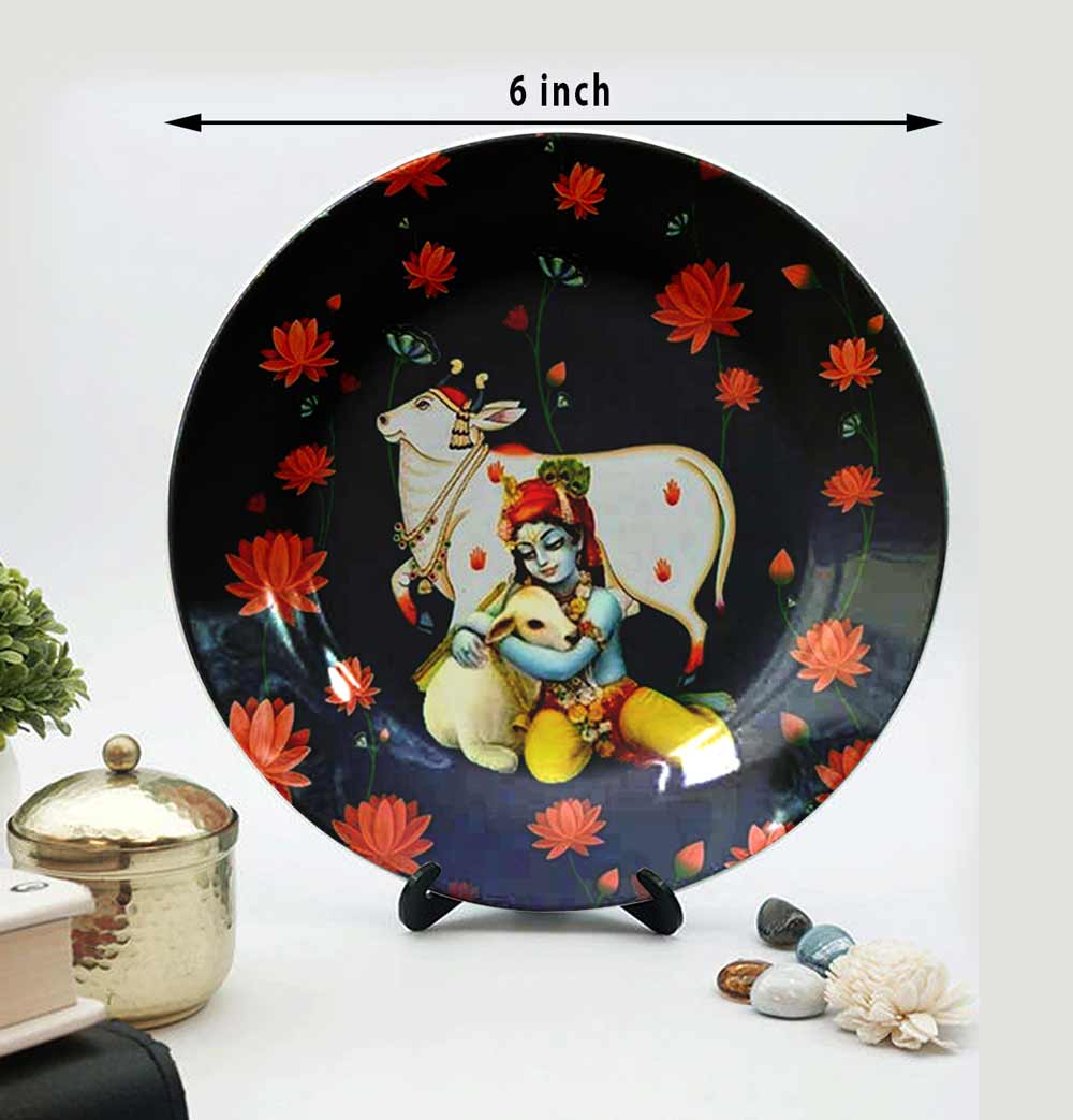 Traditional Art Decorative Ceramic Designer Plates with Stand for Home & Office, Wall Art - IM2163