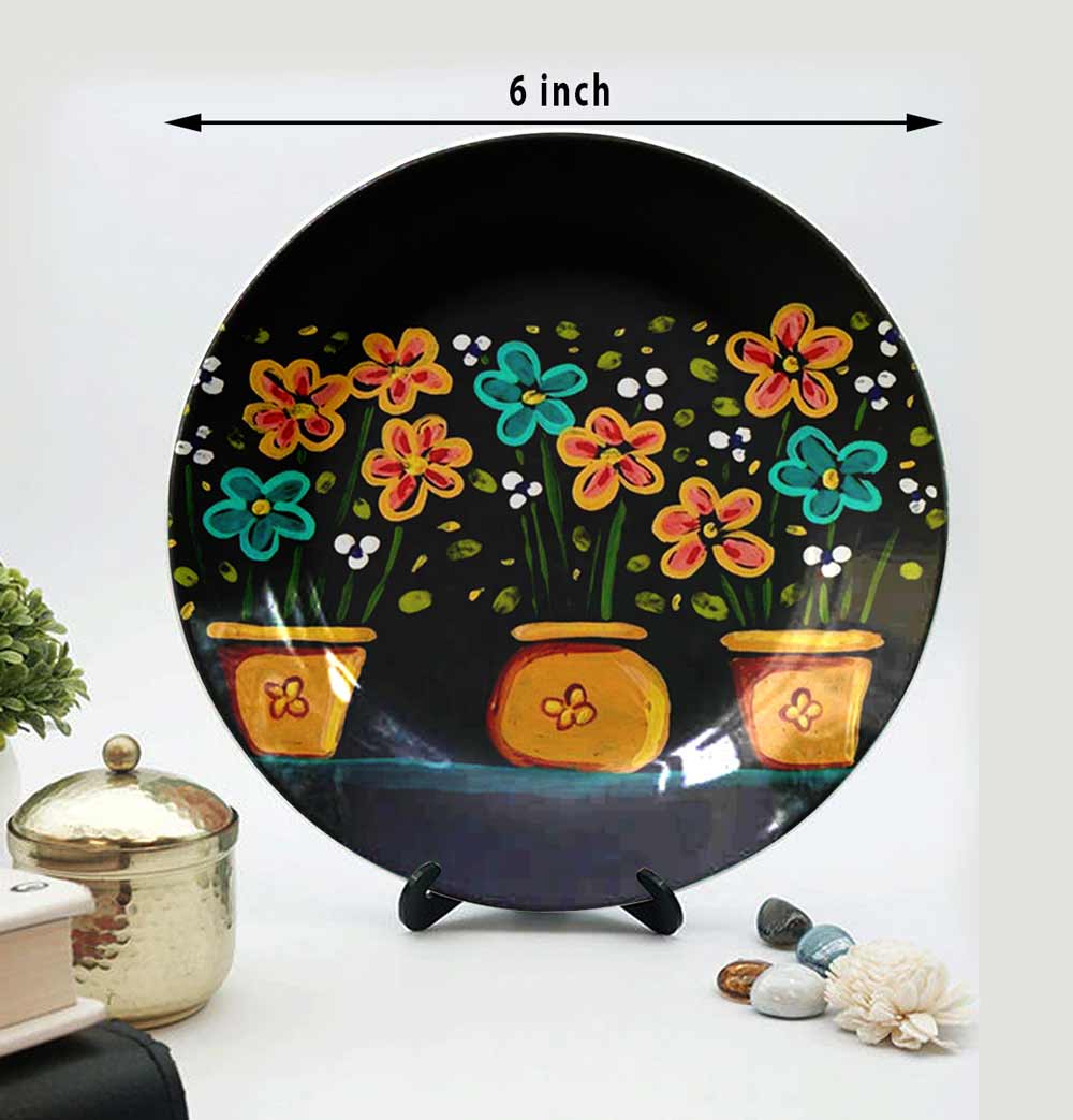 Traditional Art Decorative Ceramic Designer Plates with Stand for Home & Office, Wall Art - IM2165