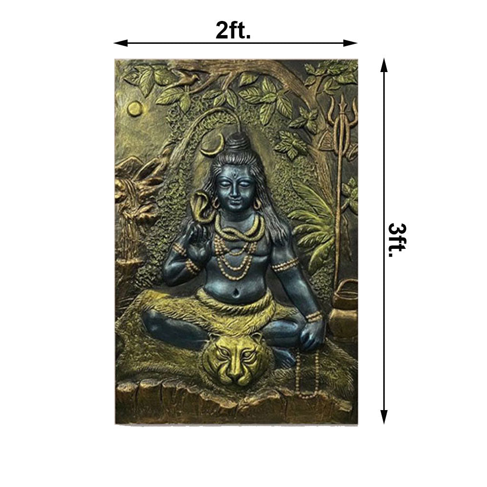 Wall Art, SHIV-01 (Artociti), Lord Shiva 3X2 feet 3D Relief Mural in Golden, Wall Art - IM2338