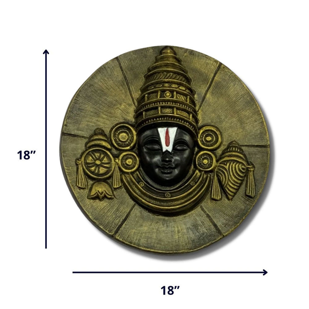 Wall Art, BALAJI-02-GOLDEN (Artociti), Balaji Face 3D Wall hanging in Golden 18x18 Inches, Wall Art - IM2339