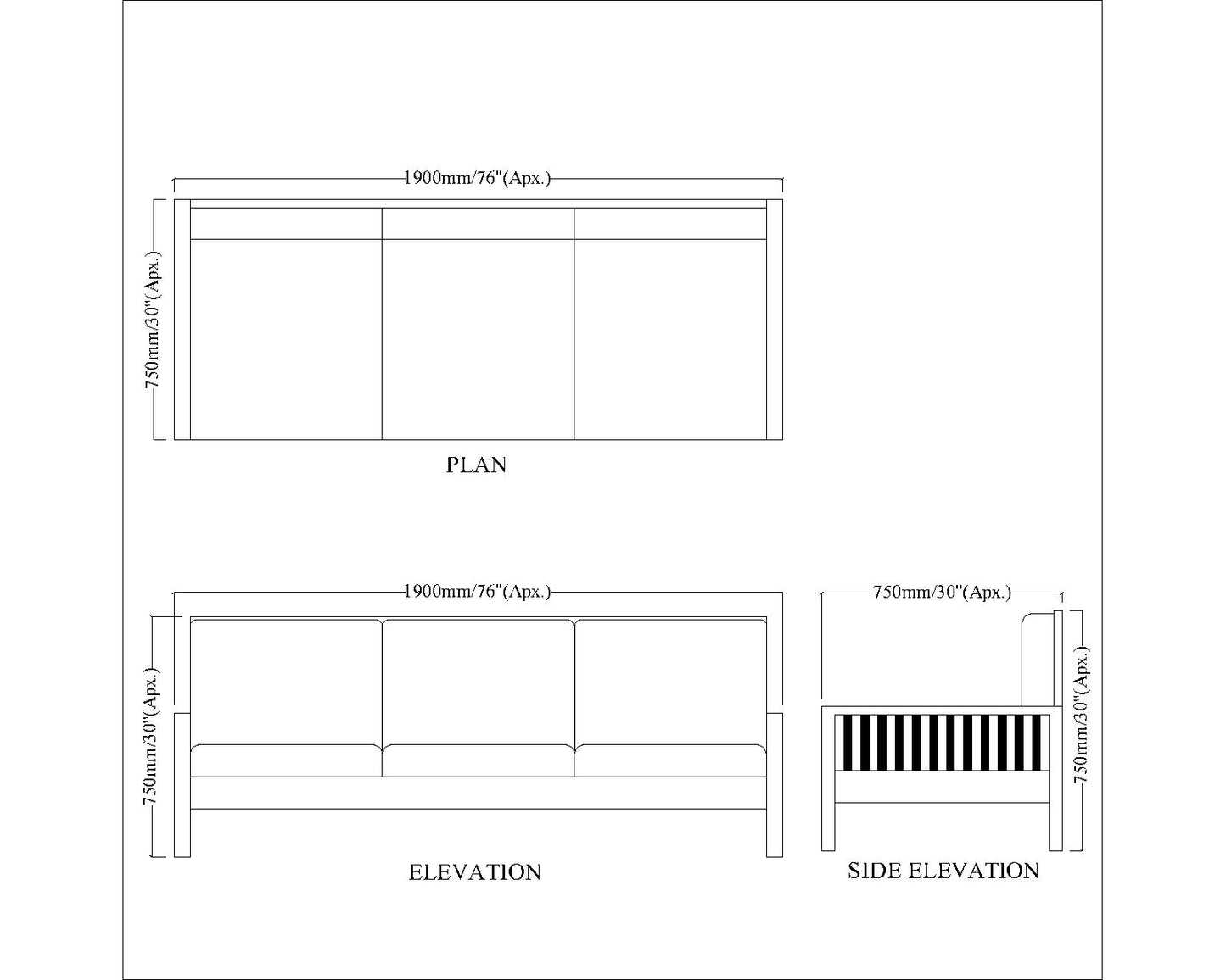 3 Seater Sofa, Light Brown & Grey Color Sofa, Unique Design Sofa, Sofa with Wooden Leg, Comfortable Modern Sofa, 3 Seater Sofa - IM4091