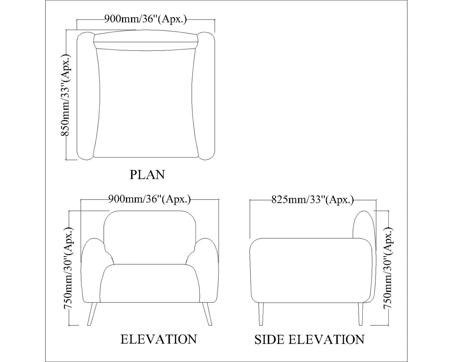 1 Seater Sofa, Yellow Color Sofa, Unique Design Sofa, Sofa with MS Leg in Golden Finish, Comfortable Modern Sofa, 1 Seater Sofa - IM4092