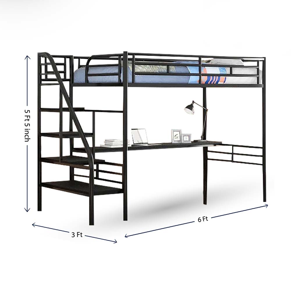 Bunk Bed, Bunk Bed in Black Color, Bunk Bed with Table, Bunk Bed - IM5090