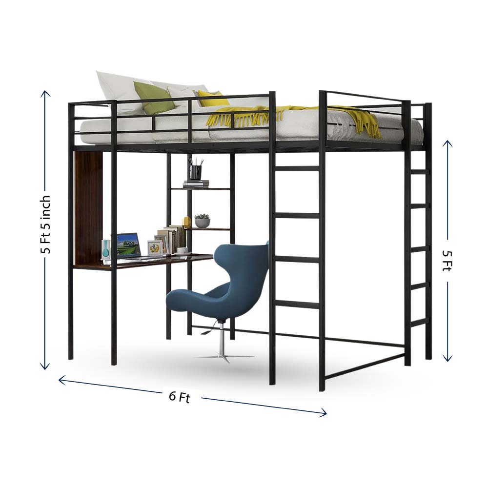 Bunk Bed, Bunk Bed with Study Table, Bunk Bed in Black Color, Bunk Bed - IM5097