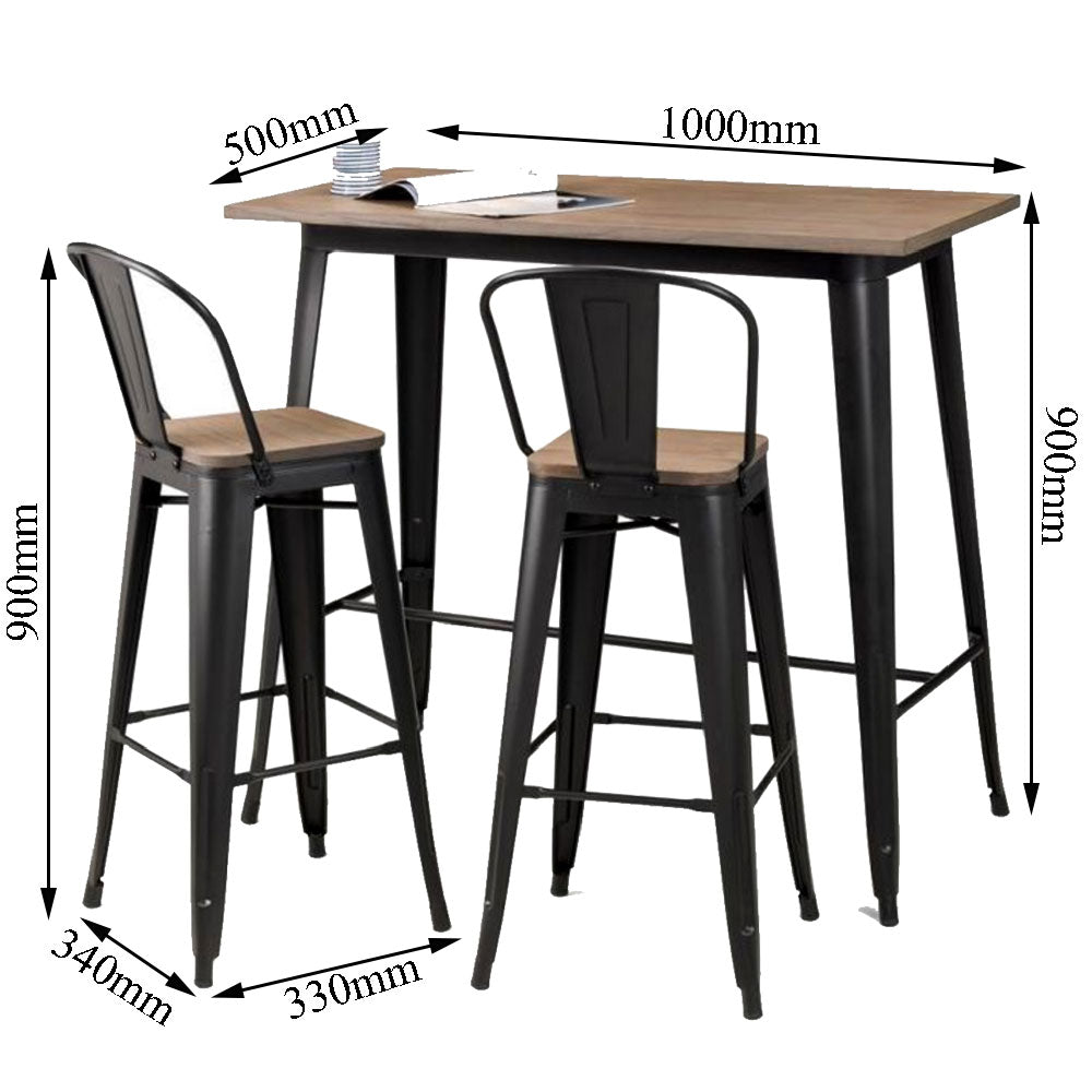Table & Chair Set, Black & Brown Table & Chair Set, Table & Chair Set with Metal Legs, Chair- IM - 6055