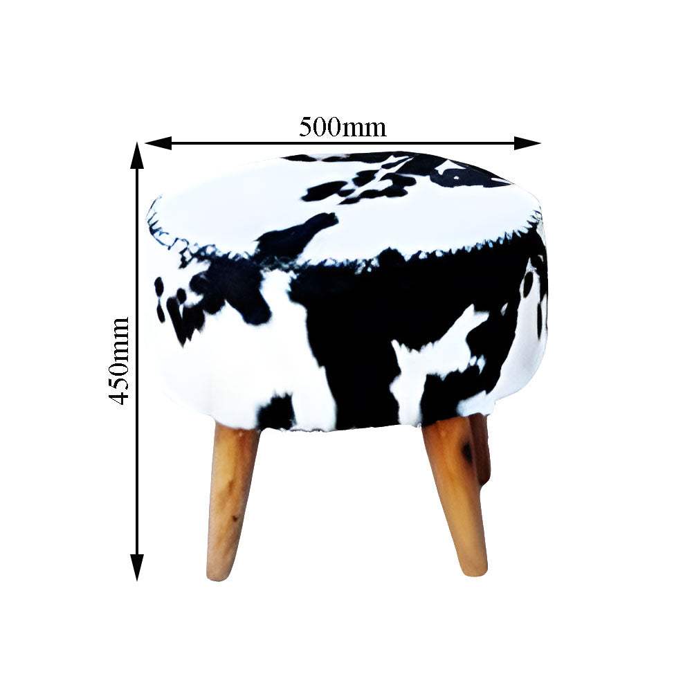 Seating Stool, Black & White Seating Stool, Seating Stool with Wooden Legs, Seating Stool- IM6058