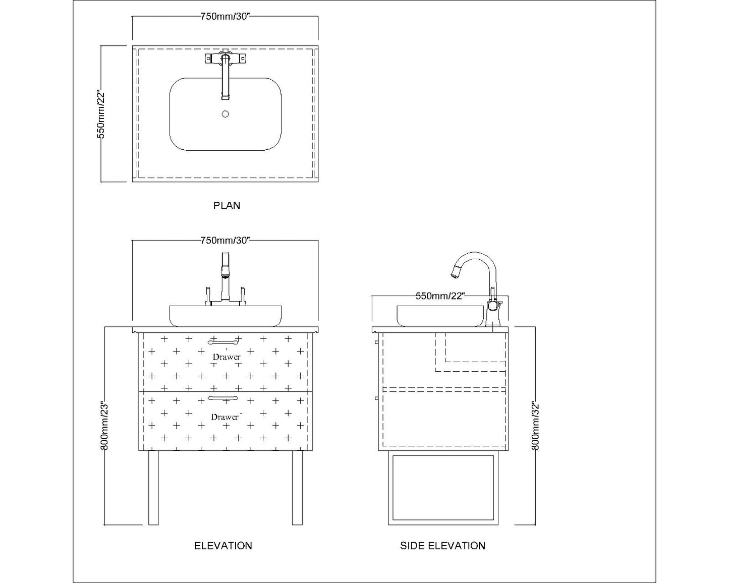 Vanity, Grey Color Vanity, Vanity with Drawer, Vanity with White Corian Top, Vanity with MS Leg in Gold Finish, Water Resistance Vanity, Vanity - IM9003