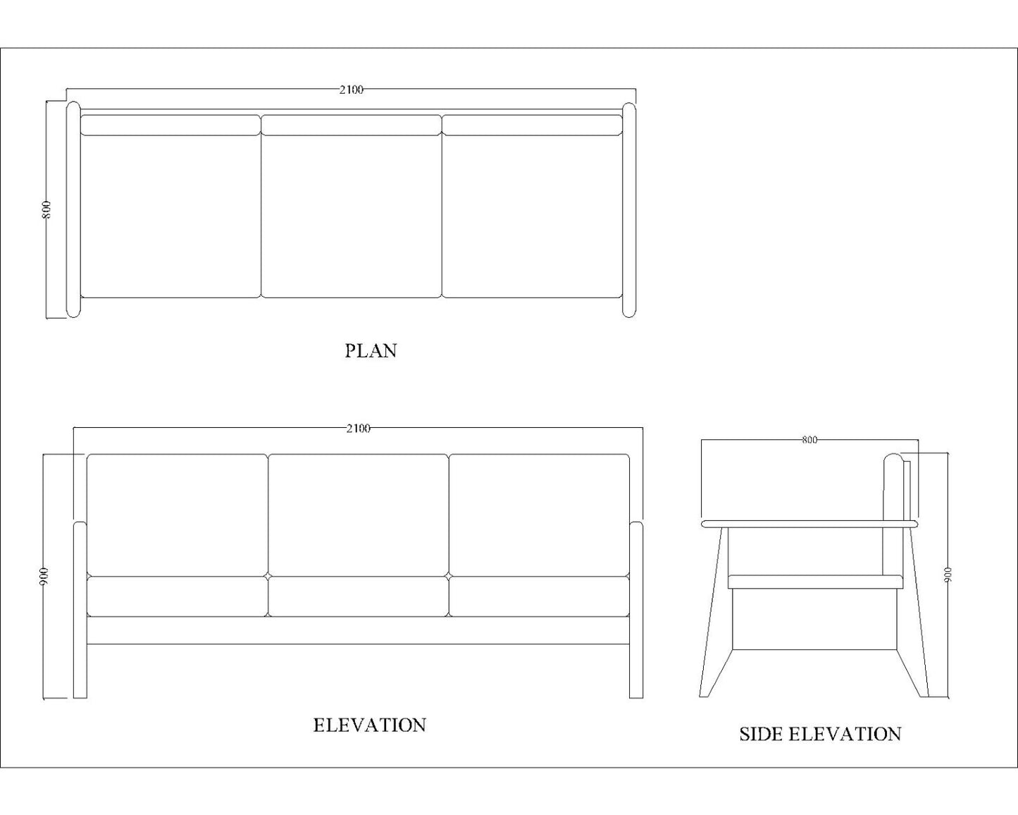 3 Seater Sofa, Solid Wood Sofa, Sofa For Living Room, Grey & Light Wood Color Sofa, Sofa with Grey Fabric, 3 Seater Sofa - IM- 4064