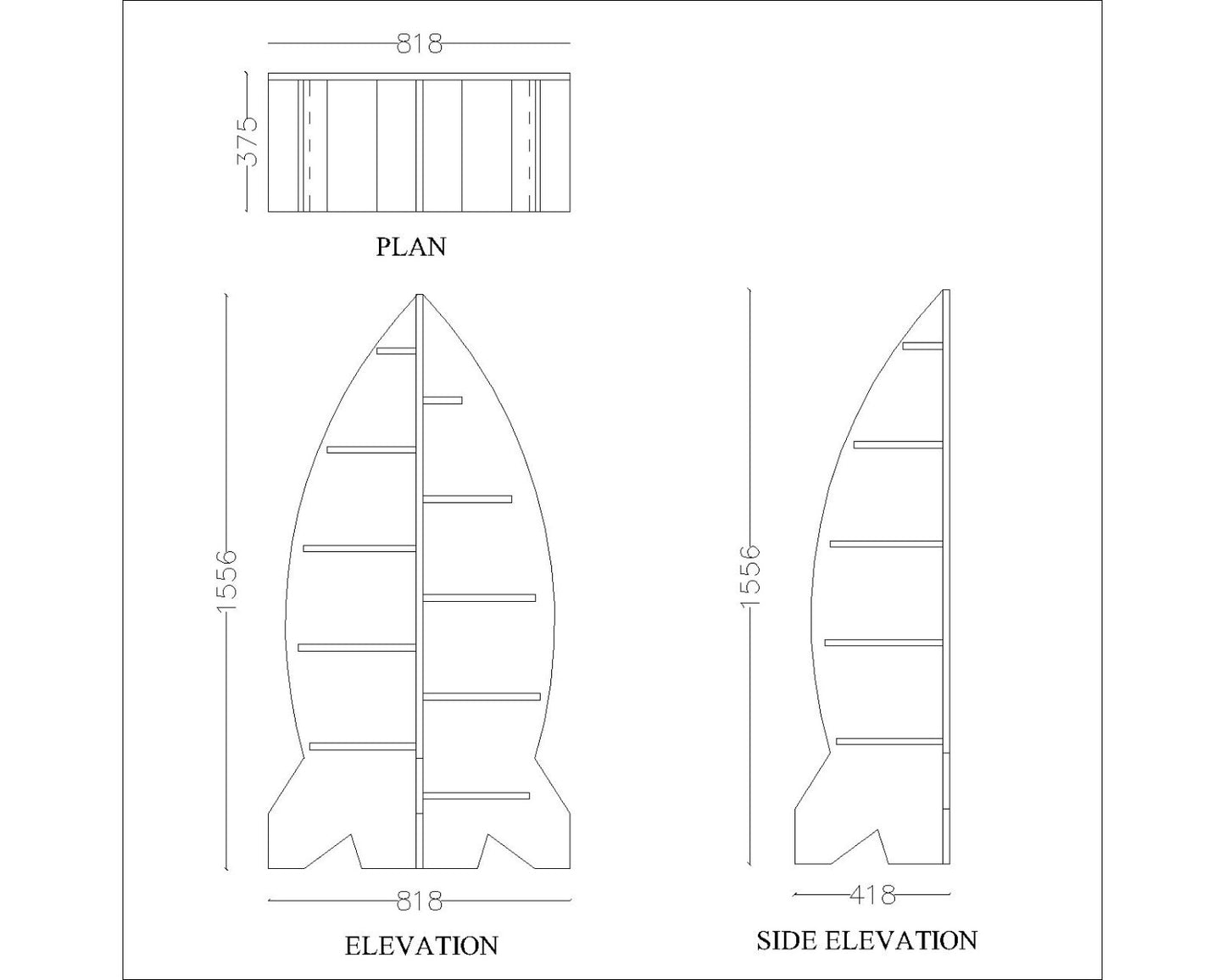 Wooden Toy unit , Toy unit with open shelves, Rocket look toy unit ,Floor standing Kids toy unit - IM1015