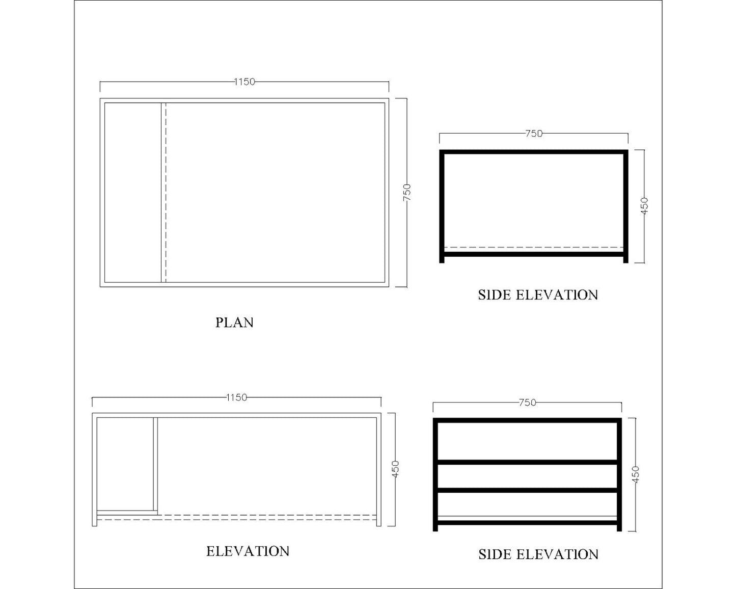 Coffee Table, Center table, Wood Center Table, Center Table with Open shelf, Center Table with Black MS Frame, Center Table -IM - 12063