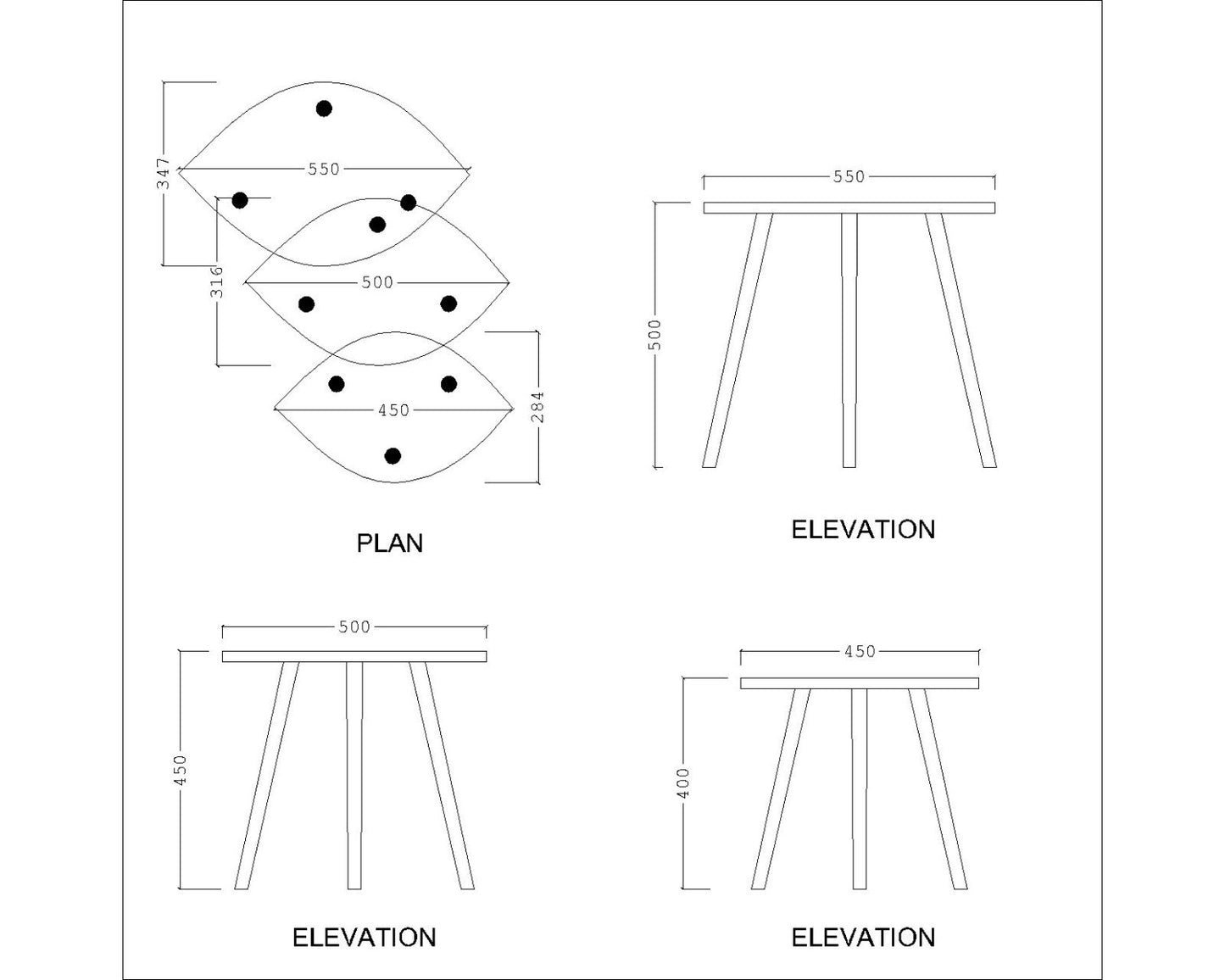 Nesting Table, Wood Nesting Table, 3 Nesting Table, Leaf Nesting Table, Nesting Table - IM - 12071