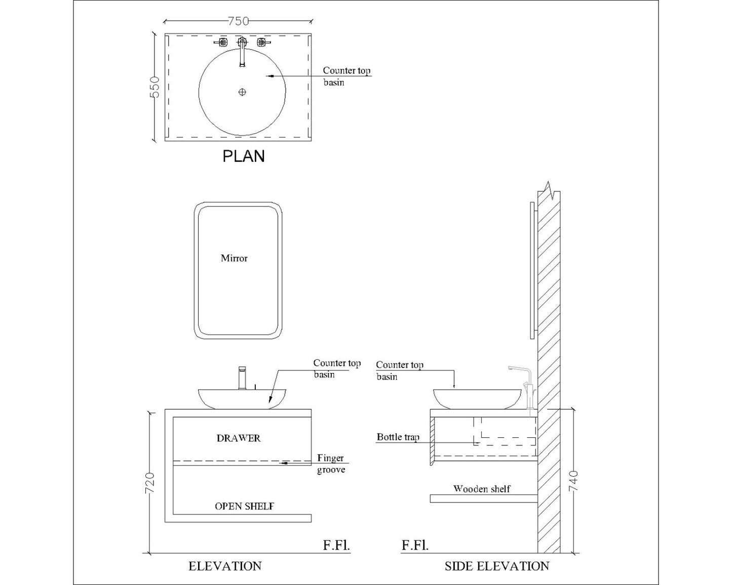 Vanity/Water Resistant Vanity in PVC laminate finish,Bathroom Vanity in water resistant finish,bathroom wall hanging unit with PVC finish-IM136
