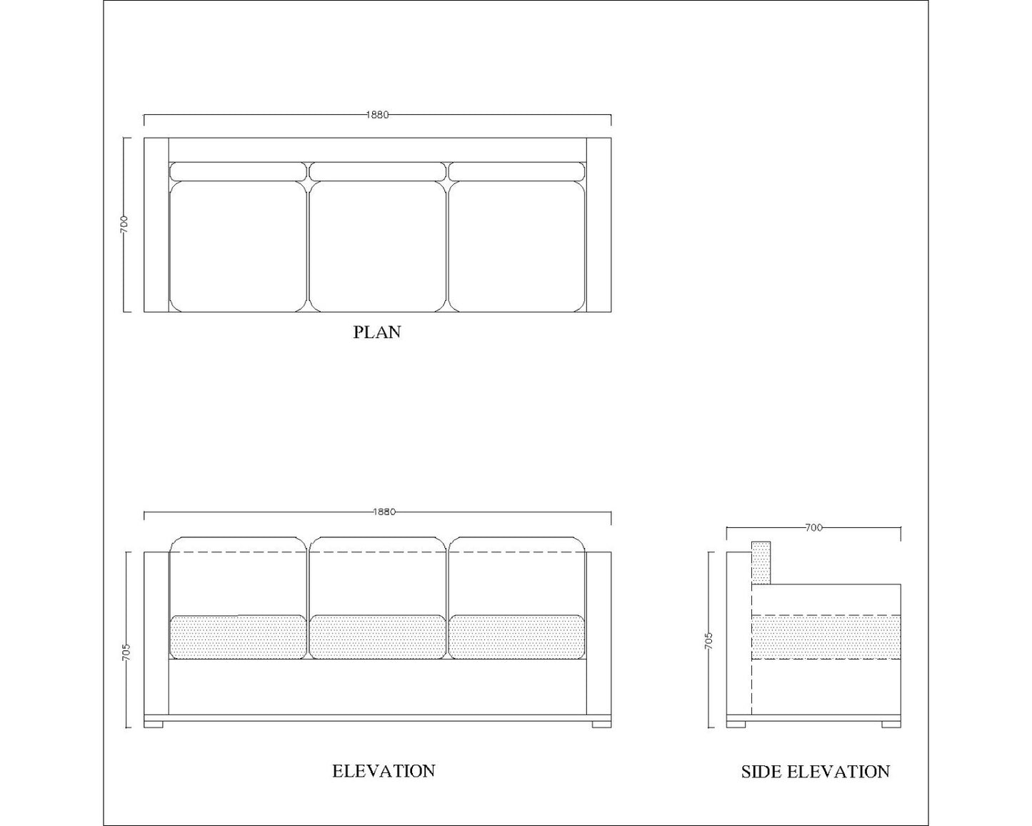 3 Seater Rectangular sofa with orange upholstery ,Sofa for living area, Sofa with black wooden legs, Sofa- IM-2012