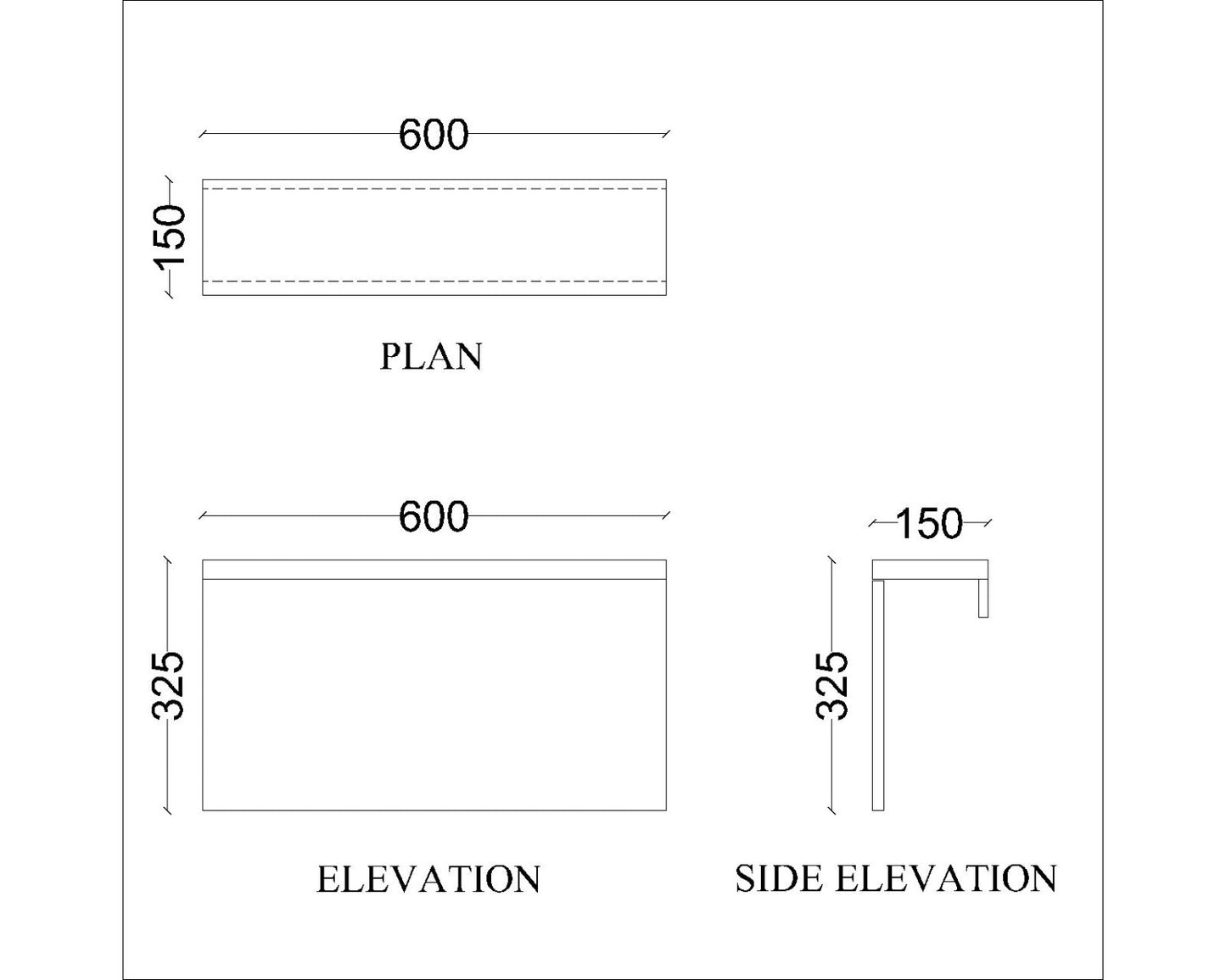 Study table with open top and hanging plank shelf in wood in solid colour finish, study table for bedroom ,study table unit-IM390