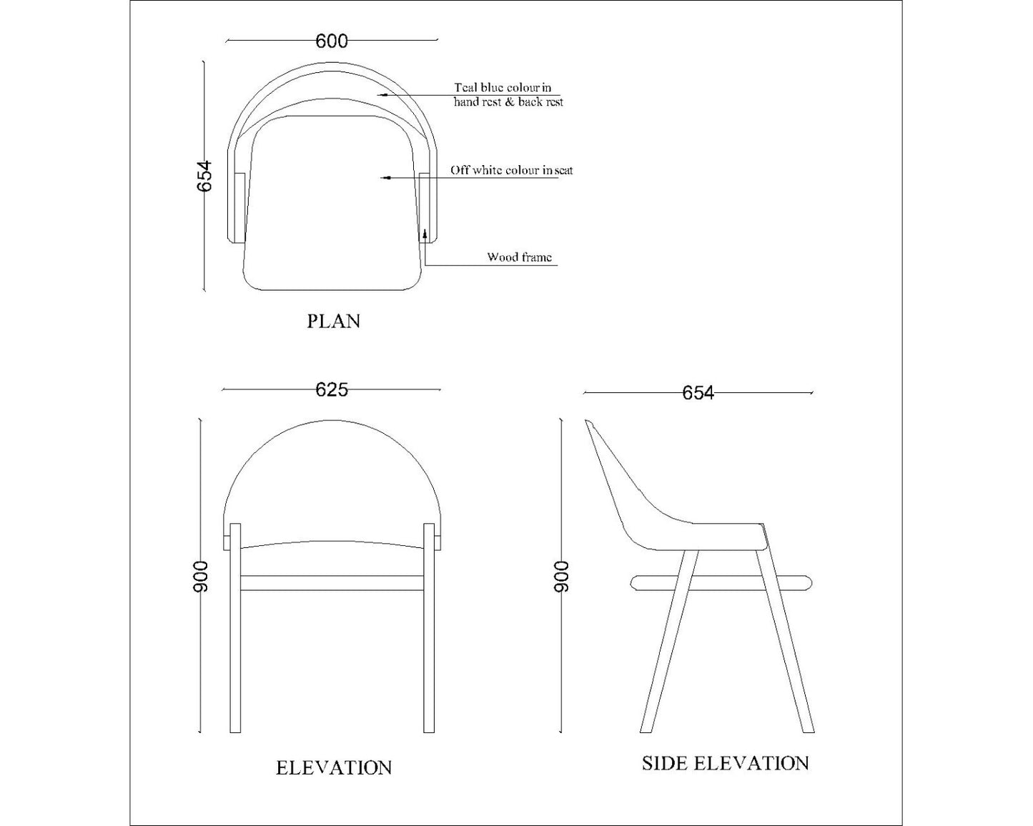 Chair, Blue, White & Brown Color Chair,Chair for Living & Office Area, Arm Rest Chair, Chair- IM - 552
