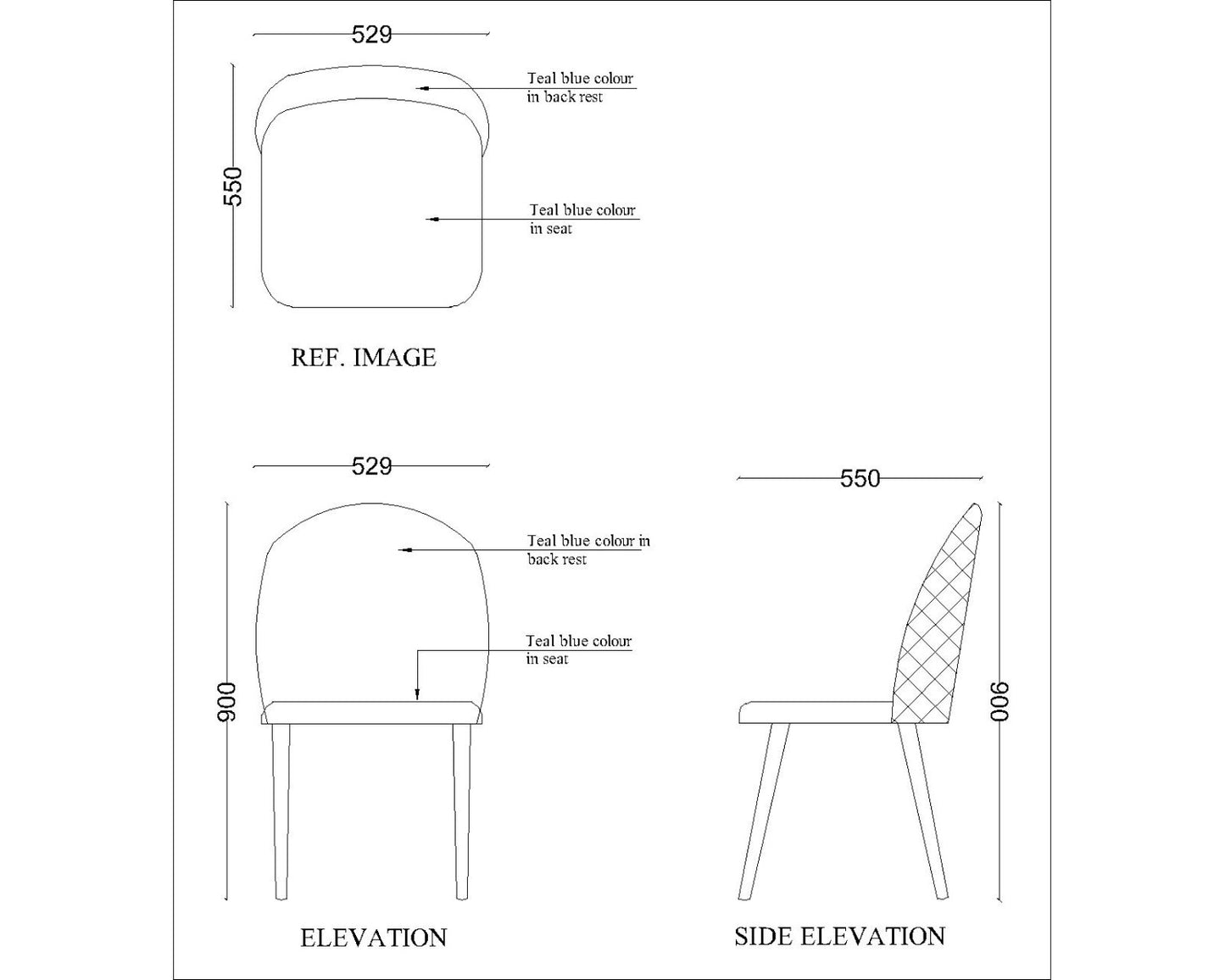 Chair, Blue & Brown Color Chair,Chair for Living & Dining Area, Chair- IM - 553