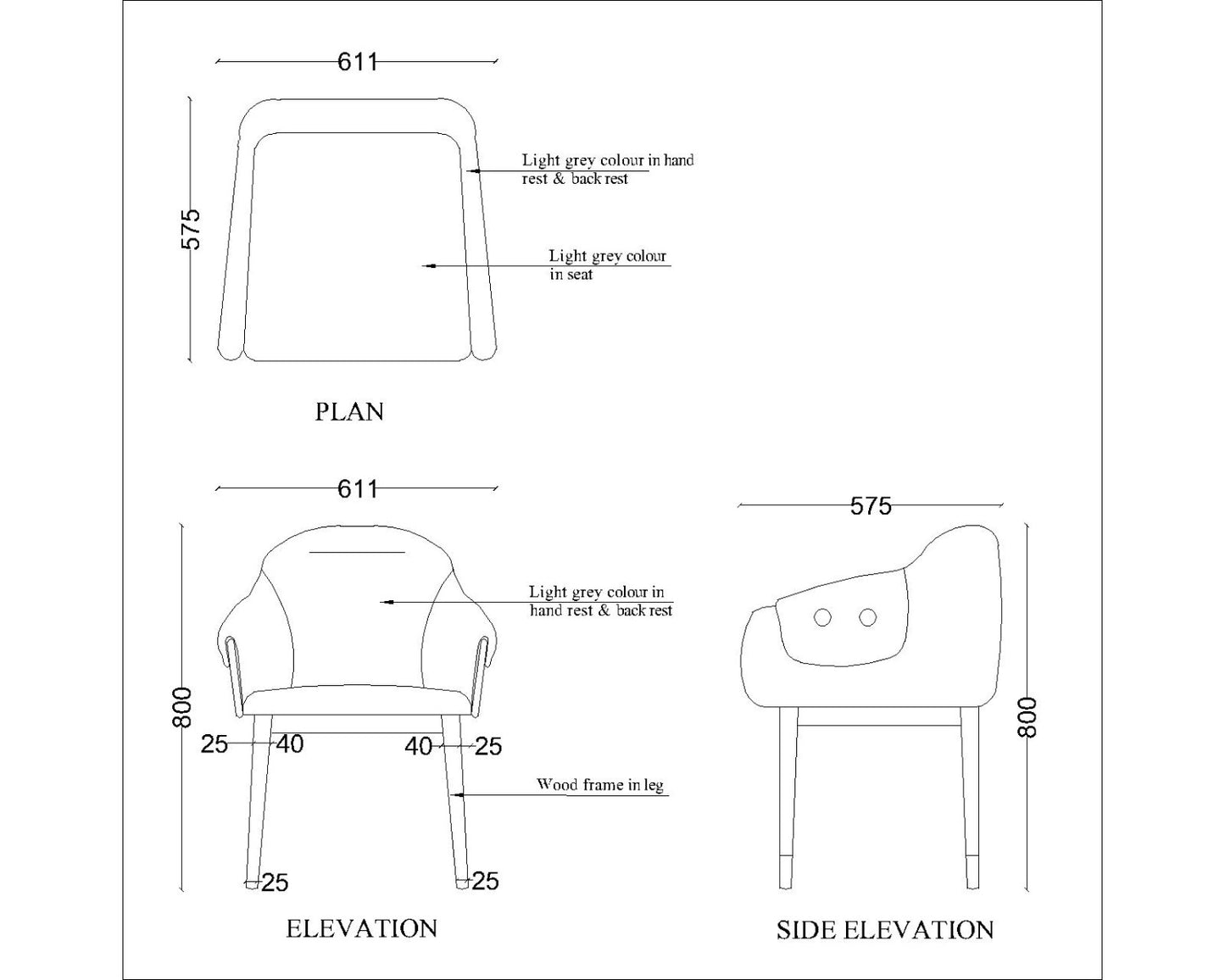 Chair, Grey & Brown Color Chair,Chair for Living Area, Arm Rest Chair, Chair- IM - 554