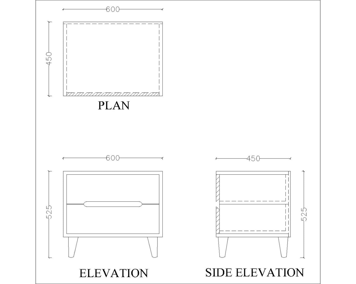 Wooden Bedside Table , Bedside Table with wooden legs , wooden Bedside Table in white with drawers,Floor standing, Bedside Table- IM773