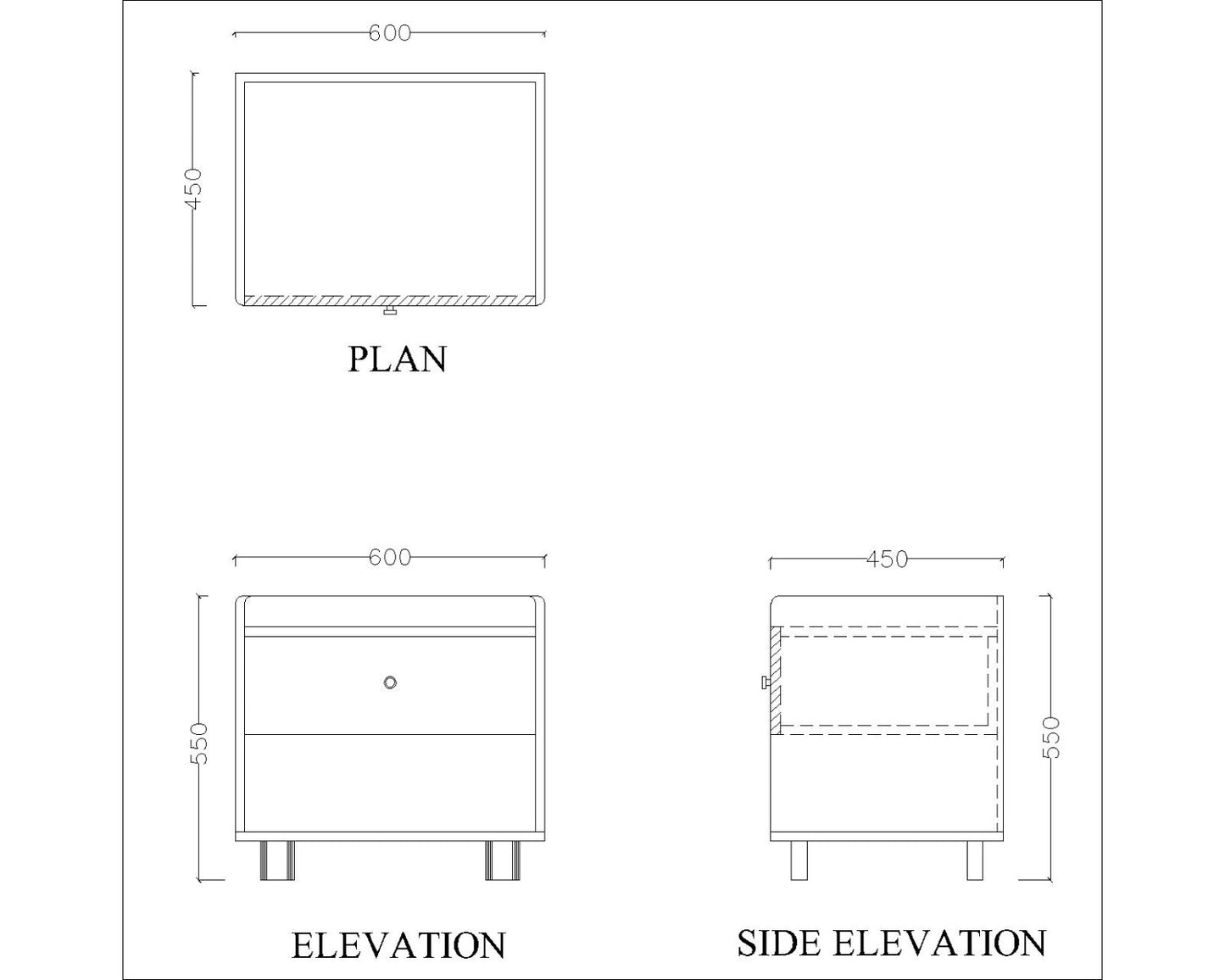 Wooden Bedside Table , Bedside Table with wooden legs , wooden Bedside Table in brown with open shelves &drawer,Floor standing, Bedside Table- IM775