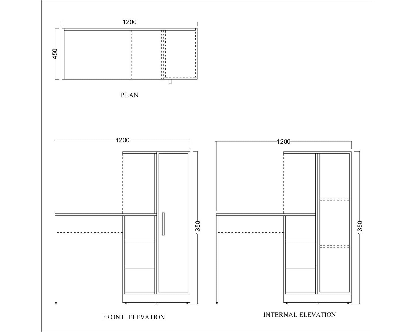 Study Table, Wood & White Study Table, Study Table with Shutter, Study Table with Open Shelf, Study Table - VT - 12003