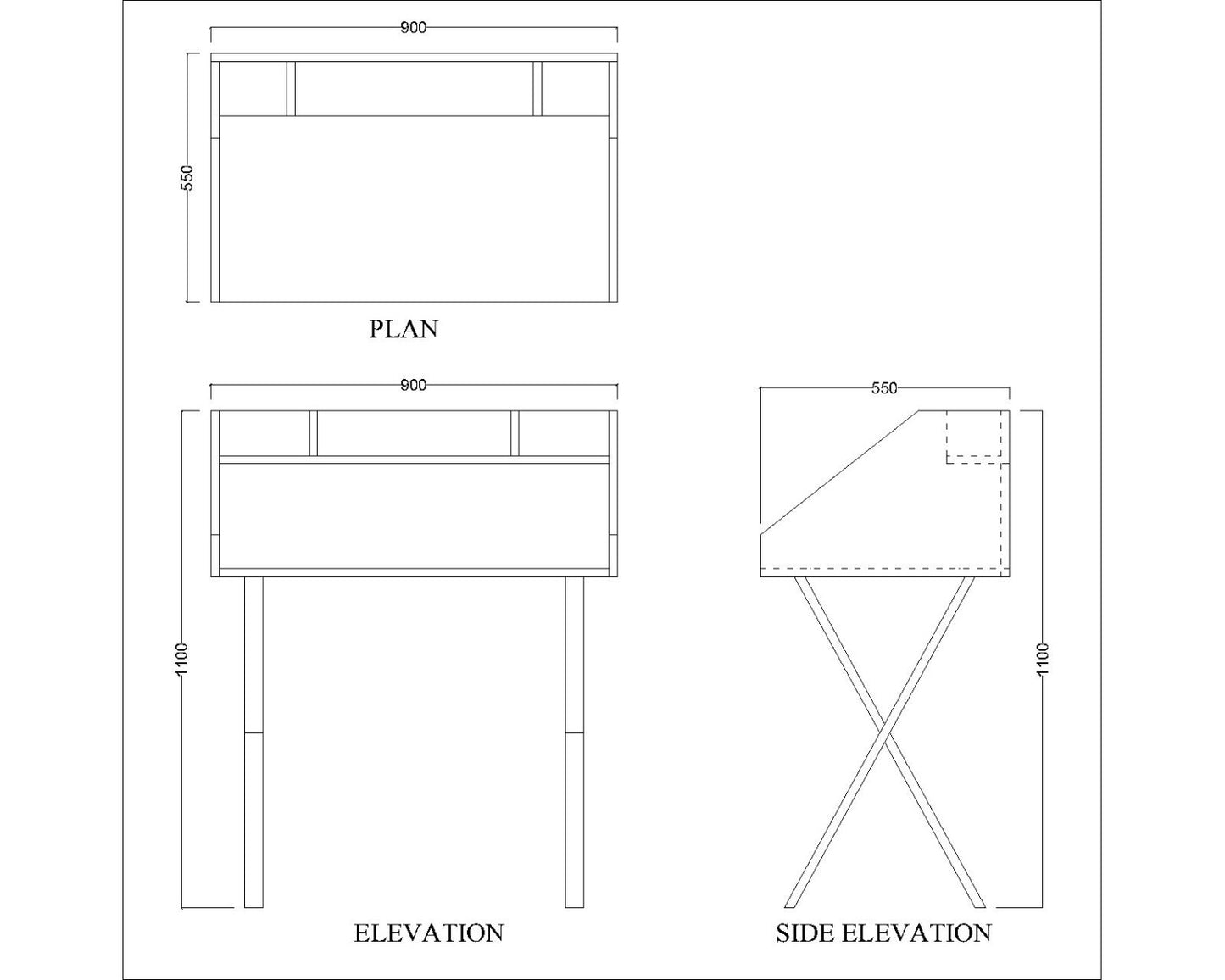 Study Table, Wood Study Table, Study Table with Open Shelf, Study Table with Dark Grey MS Leg, Study Table - VT - 12010