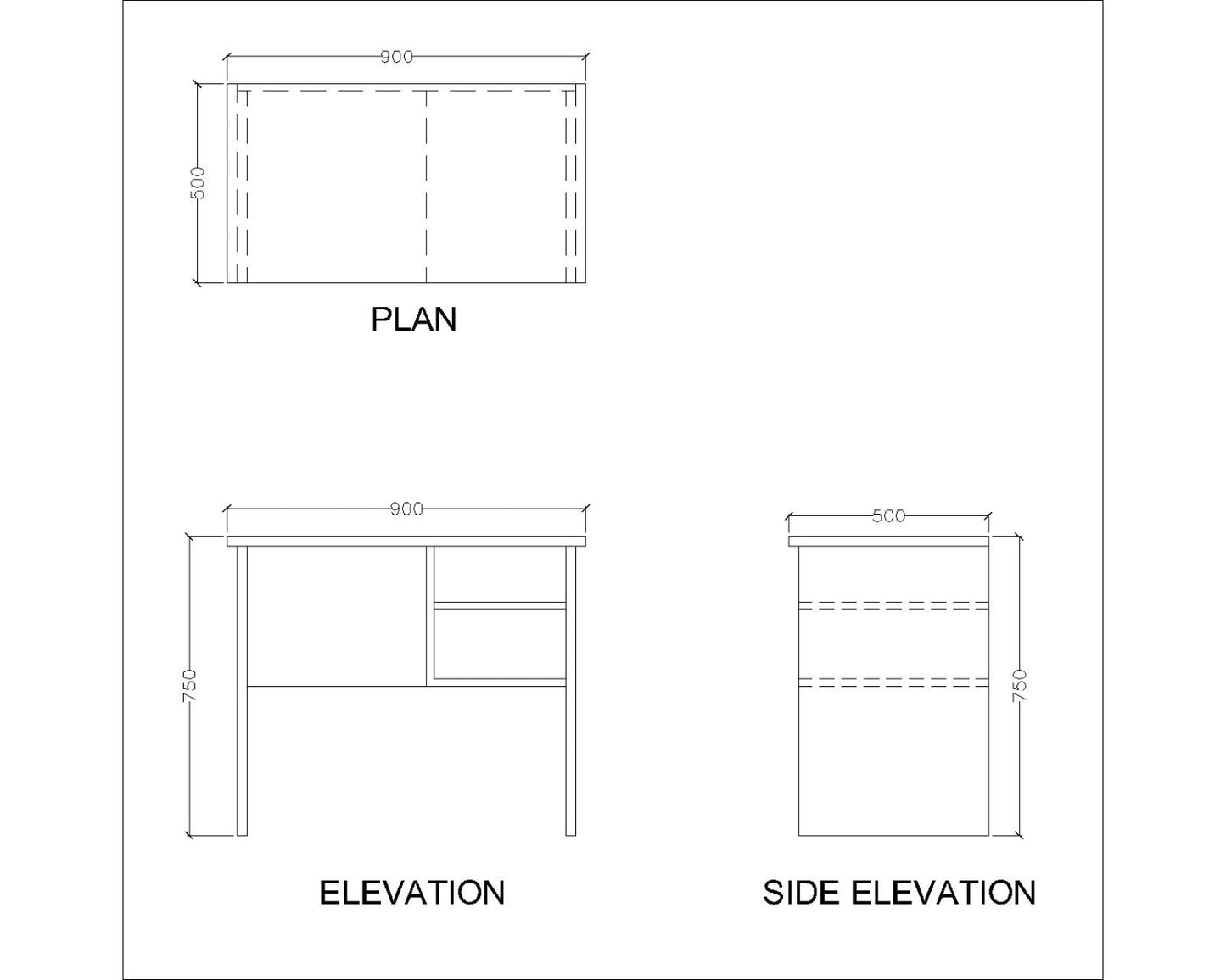 Study Table, Wood Study Table, Study Table Open Shelf, Study Table with Silver Finish Handle, Study Table - VT- 12026