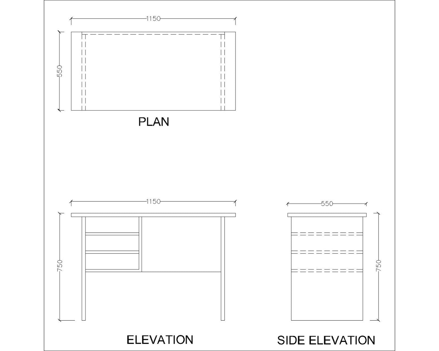 Study Table, Wood Study Table, Study Table Open Shelf, Study Table with Silver Finish Handle, Study Table - VT- 12027