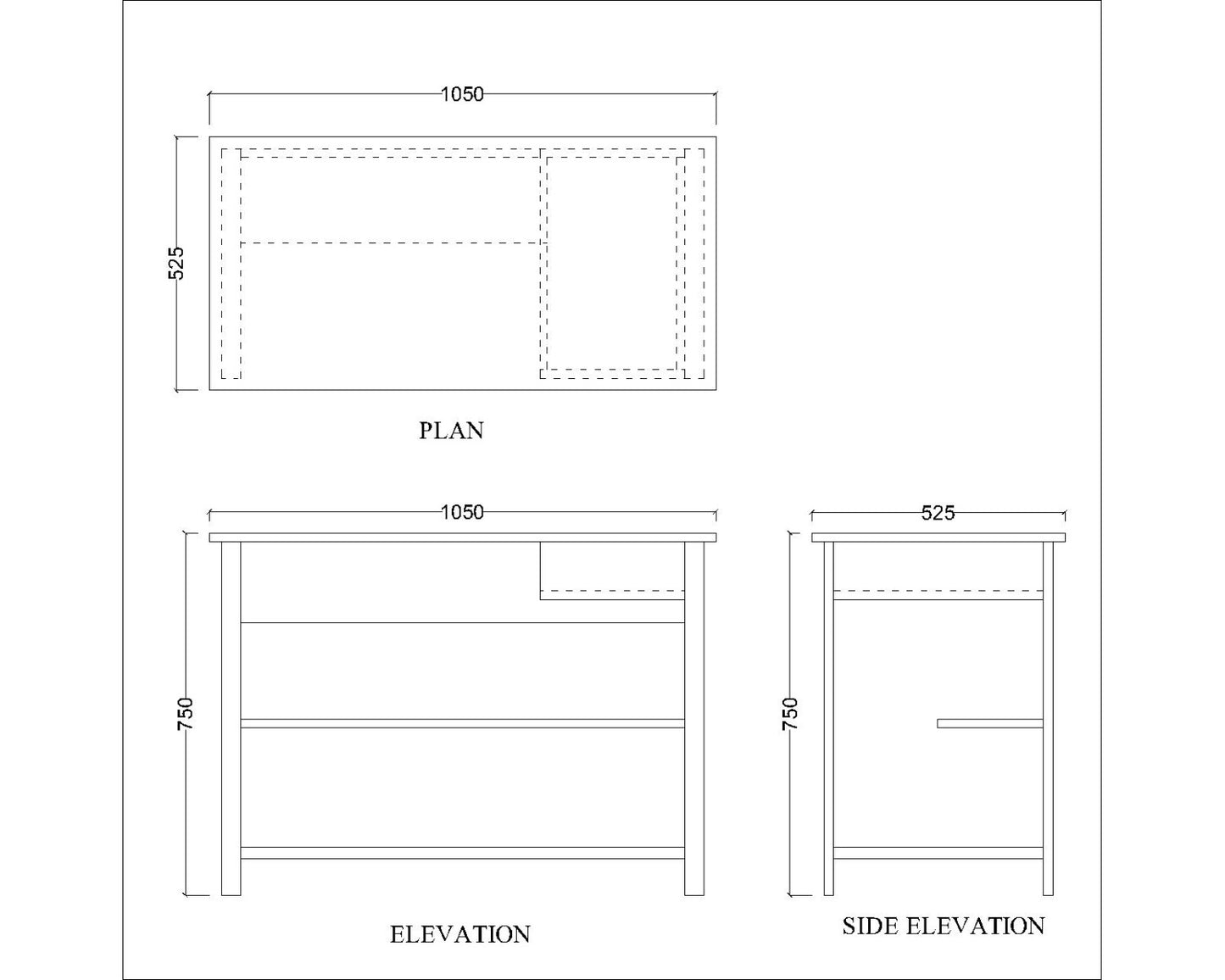 Study Table, Wood Study Table, Study Table with Drawer, Study Table with White MS Leg, Study Table with Open Shelf, Study Table - VT - 12030