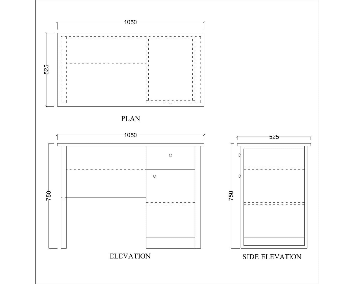 Study Table, White Color Study Table, Study Table with Drawer, Study Table with White MS Leg, Study Table with Open Shelf, Study Table with Shutter, Study Table - VT - 12033