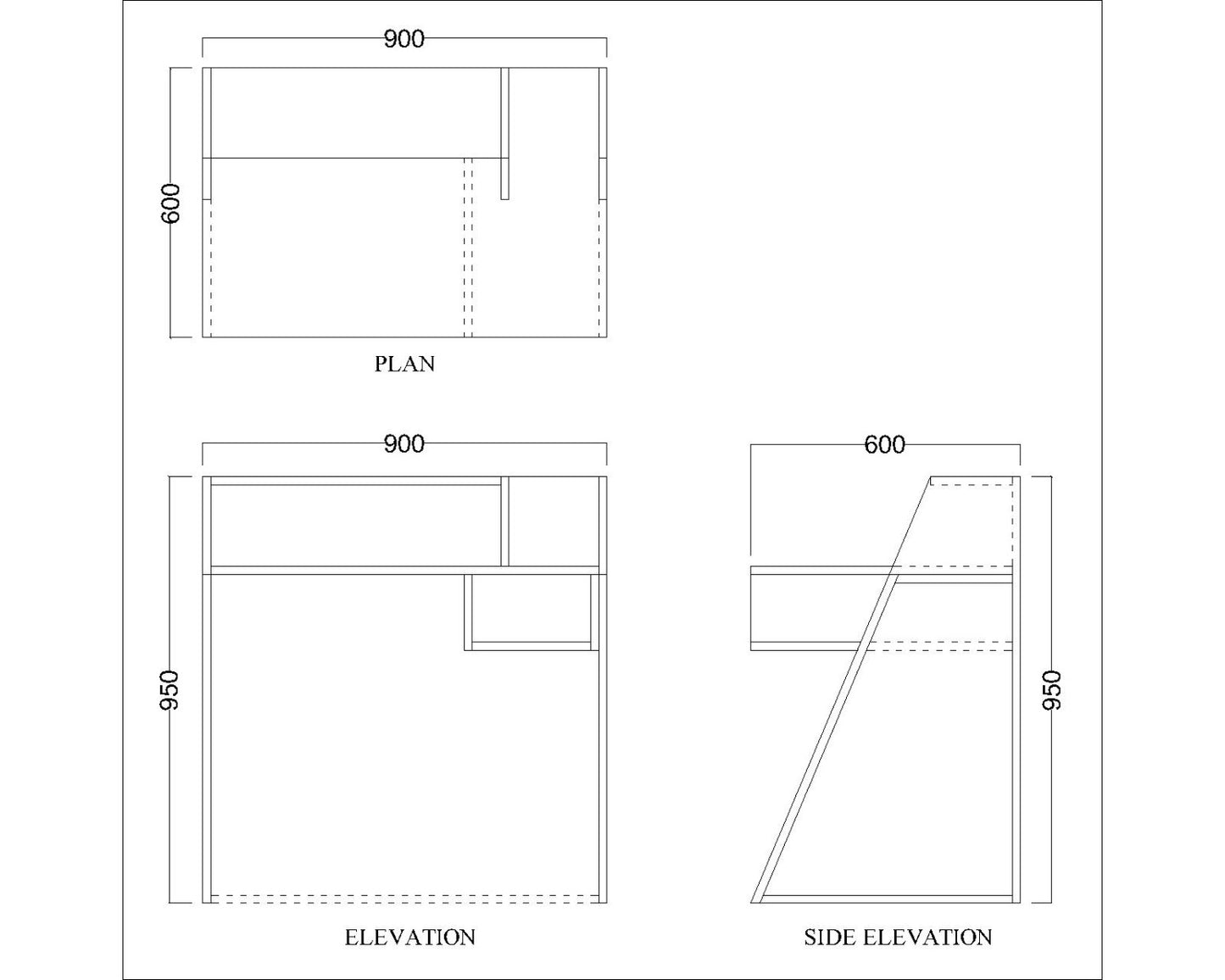 Study Table, Wood Study Table, Study Table with Open Shelf, Study Table with White MS Leg, Study Table - VT - 12037