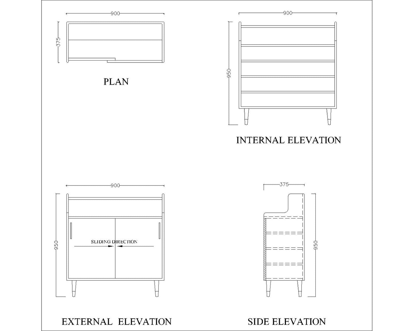 Mid-Century Modern Bookshelf with Navy Blue Door and Walnut Wood, VT-3003