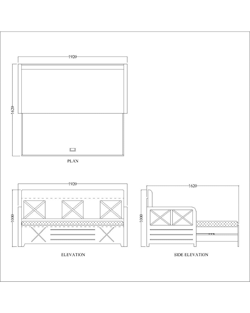 Sofacum Bed, Wood & Off-White Sofacum Bed, Sofacum Bed with Drawer, Sofacum Bed with Living & Bedroom Area, Sofacum Bed - VT - 4051