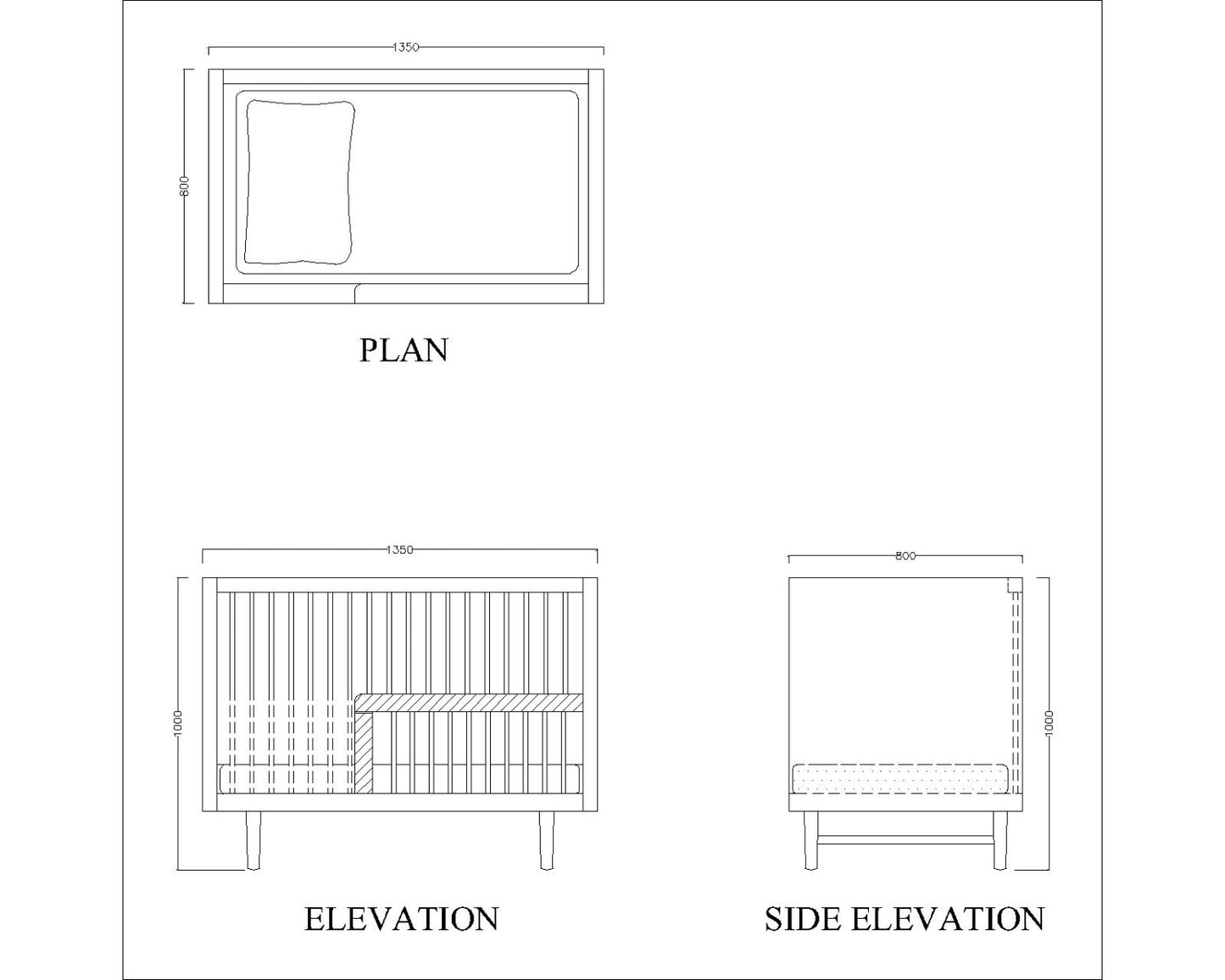 Baby Cribs, Olive Green Color Baby Cribs, Baby Cribs with Drawer,Baby Cribs with Metal Legs in Golden Finish, Kids Cot, Cribs - VT- 5010