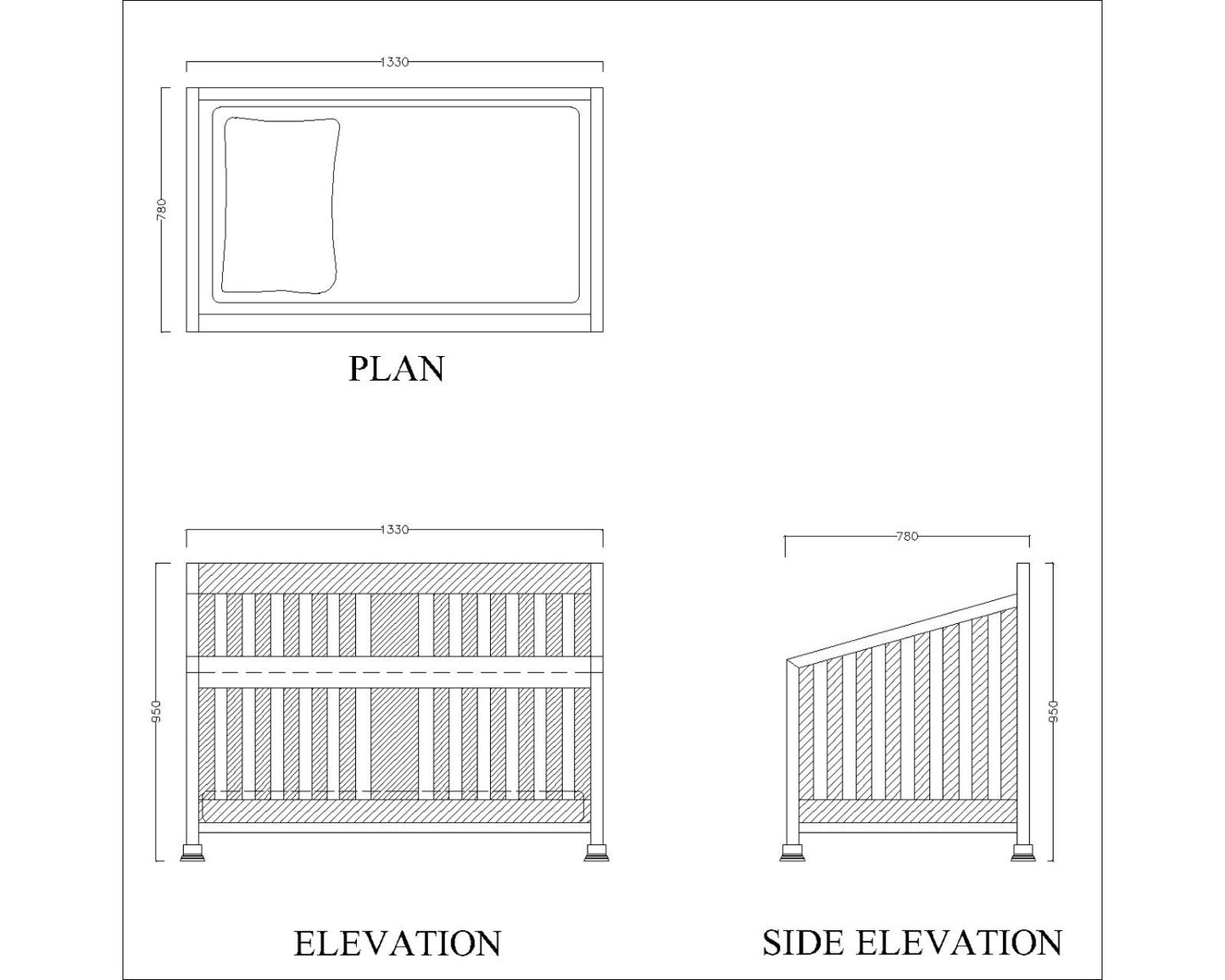 Baby Cribs, Wood Baby Cribs, Baby Cribs with Wooden Batten,Kids Cot, Wooden Legs with Baby Cribs, Cribs - VT- 5011