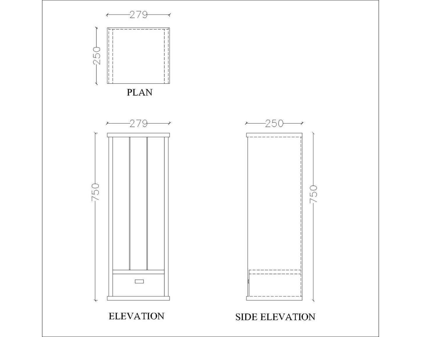 Wall hanging Accessory holder with open storage and small drawer, utility box for accessory in wood-VI528