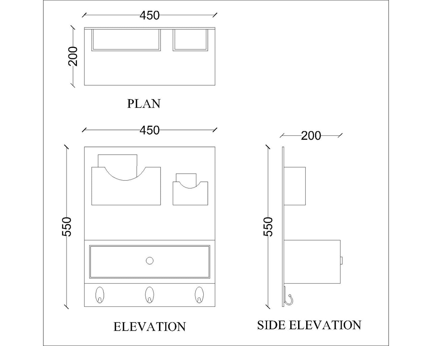 Wall shelves with frame in wood with solid colour finish & open pocket,utility shelf for letters/notes stand,Wall hanging unit with drawer, Wall Hanging Storage unit,Wall shelf units-VI543