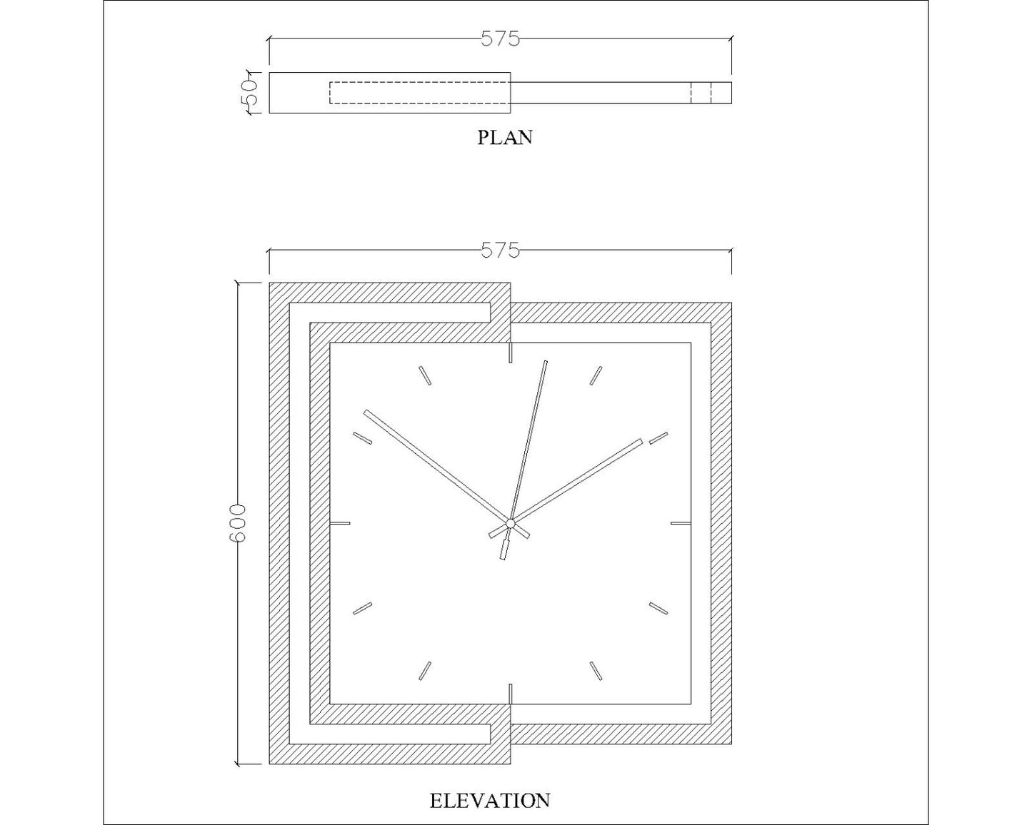 Square Clock in wood, clock for living/waiting/office area , vintage clock in white & brown ,Clock - VI552