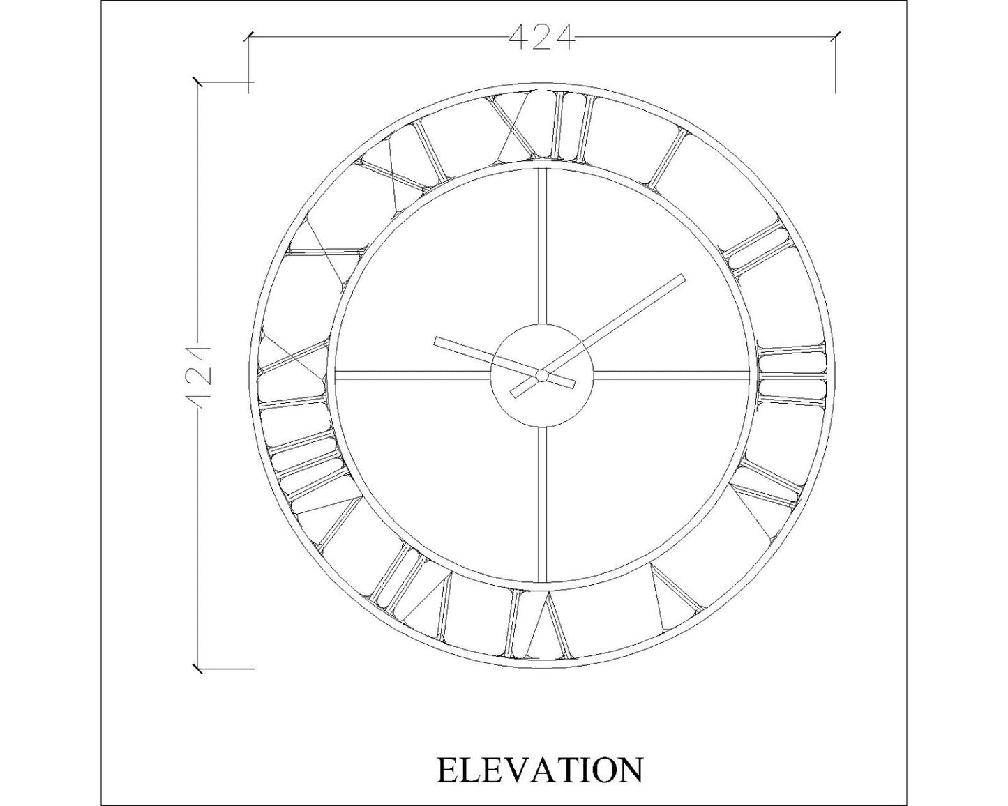 Clock in wood, clock for living/waiting/office area , vintage clock in brown, roman numbers clock ,Clock - VI554