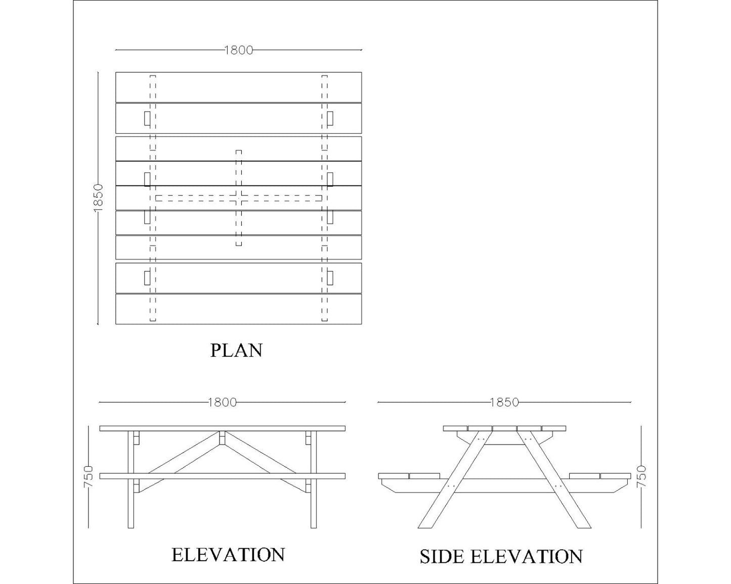 Dining Set with Attached Sitting Bench and Rectangular Solid Wood Dining Table with Polish - VI752