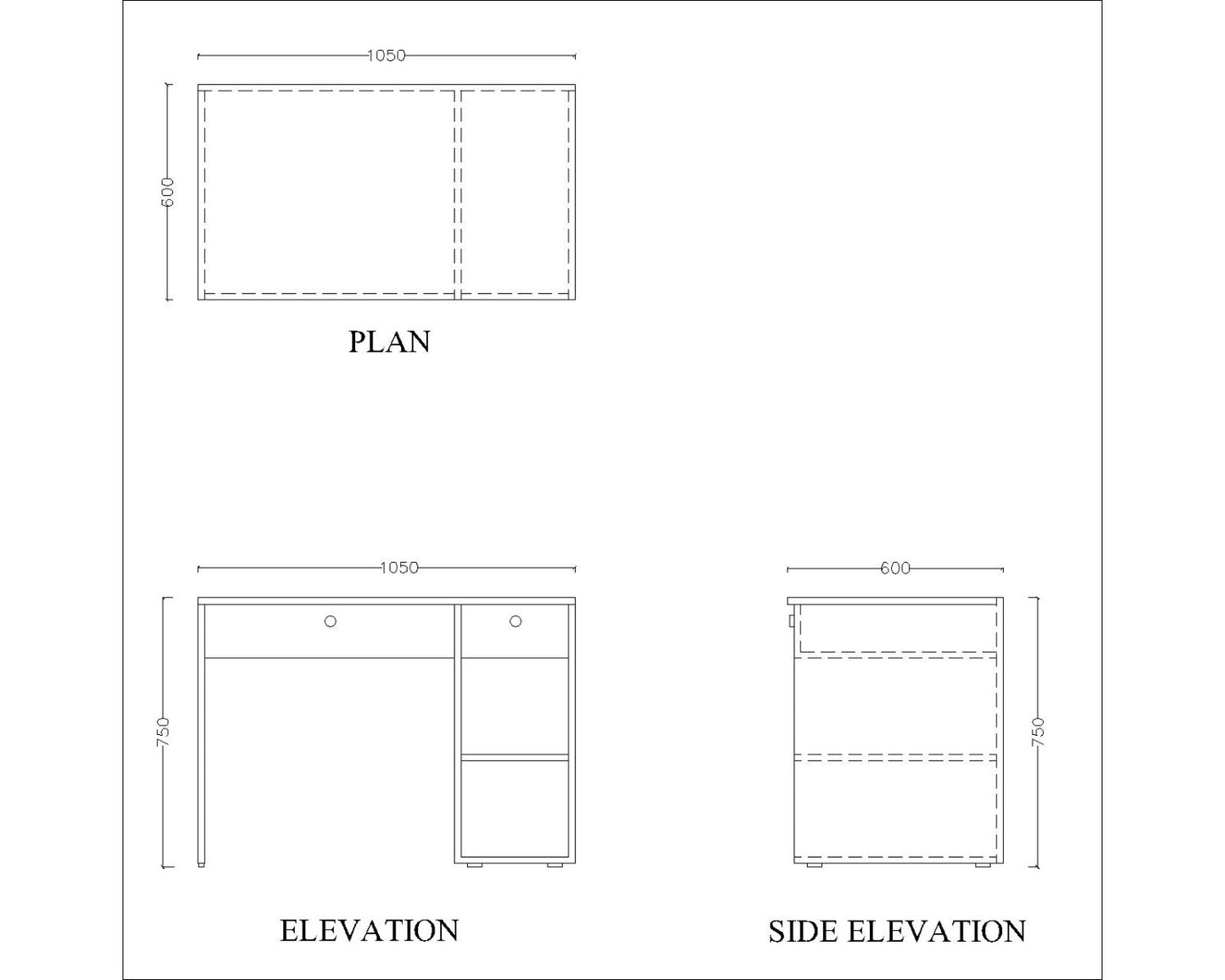 Wooden Study Table , Study table with open shelf & drawer at bottom, vintage look sleek prelaminated Study table in brown ,Floor standing Study Table - VI855