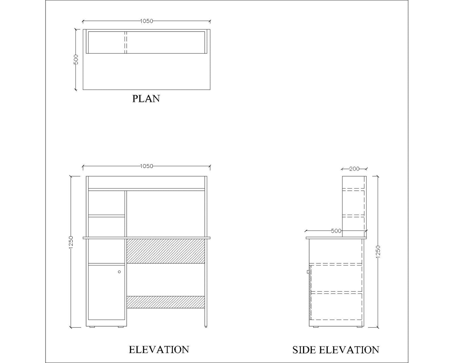 Study Table, Wood Study Table, Study Table Open Shelf at Top,Study Table Shutter at Bottom, Study Table with Golden Finish Knob, Study Table - VT- 859