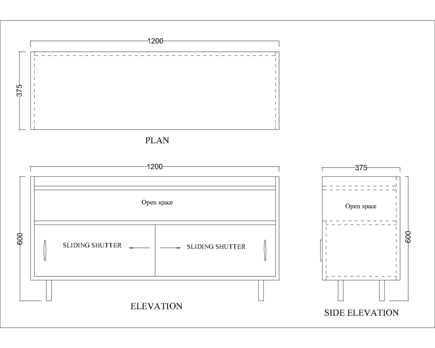 Entertainment Unit, Dark Brown & White Color TV Unit, TV Unit with Shutter & Open Space, MS Leg in Golden Color, Entertainment Unit - VT10075