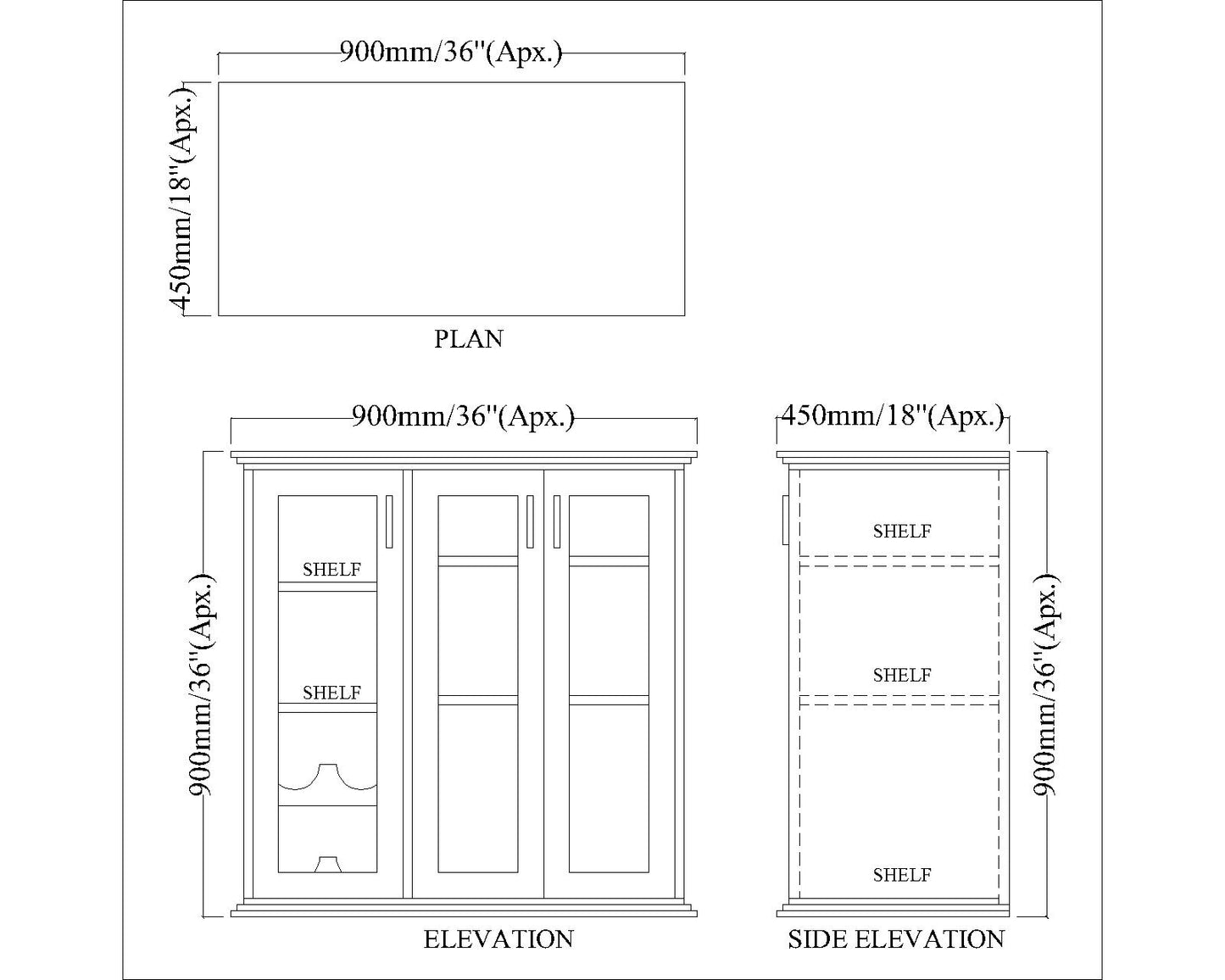 Rustic Wooden Bar Cabinet with Glass Door, 6-Bottle Wine Rack, and Open Shelf for Plates & Decor - Furnisco VT10091