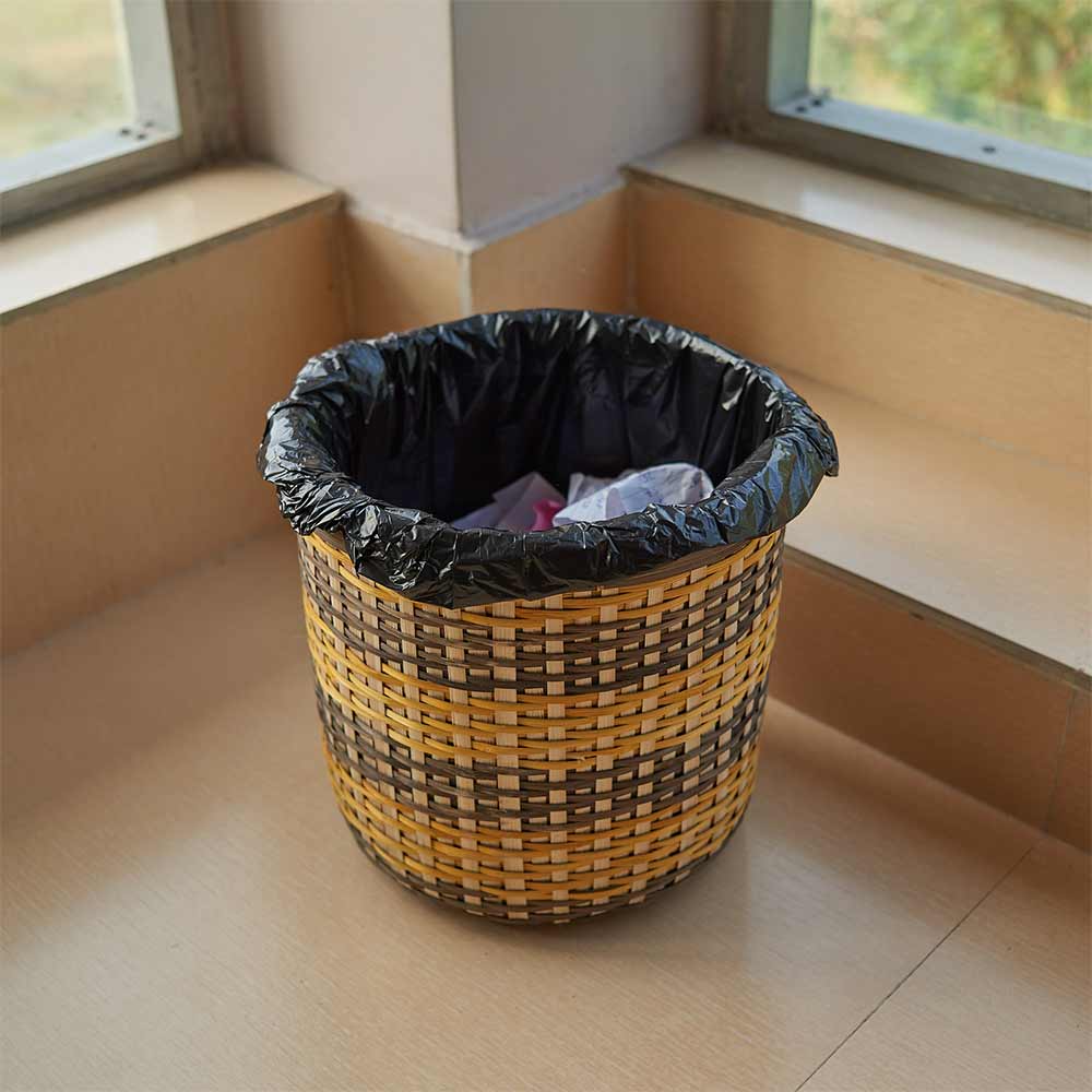 Storage Basket (KBSB6), Kraftinn Bamboo Paper Bin -Set of 2, Storage Basket with Yellow & Brown Color, Storage Basket - VT11036