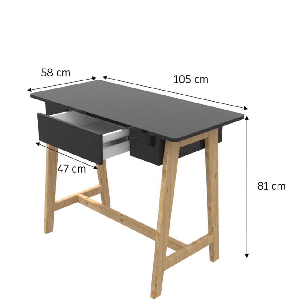 IN2025, Invenzo classic Designer Solid Wood Legs with Sparkle PVC Laminate Finish Study Table (Black), Study Table - VT12145